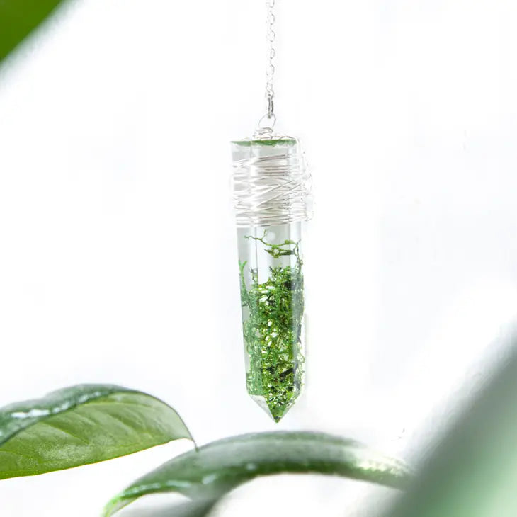 With Roots Eco-Resin Pendant Necklace with Silver Crystal - Elegant Nature-Inspired Jewelry for Women, Perfect for Everyday Wear, Gifts & Special Occasions