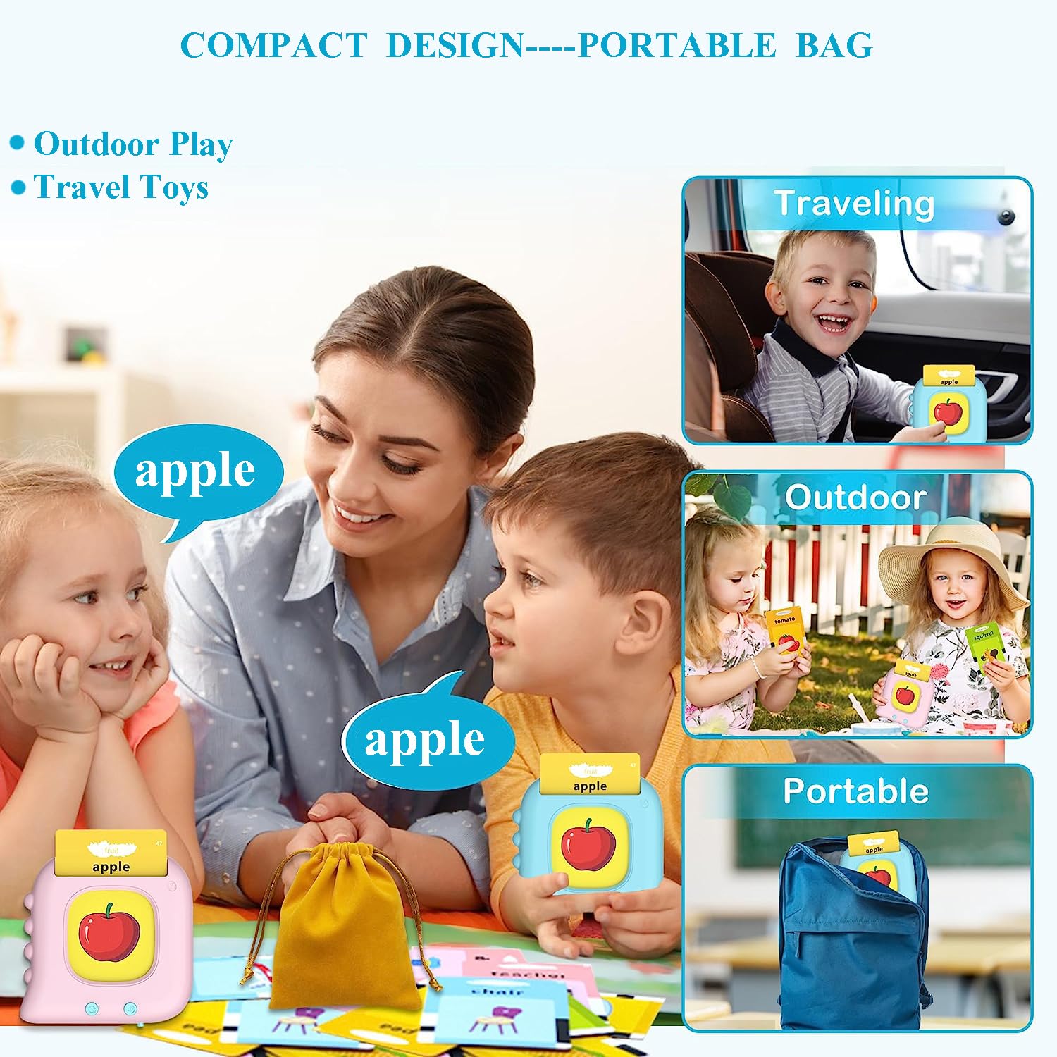 Interactive Talking Flash Cards for Toddlers 1-5 Years Old | Educational Learning Toys with 224 Sight Words | Montessori Autism Sensory Toys for Boys & Girls | Perfect Christmas & Birthday Gifts for Kids | Ideal for Early Childhood Development & Speech Therapy