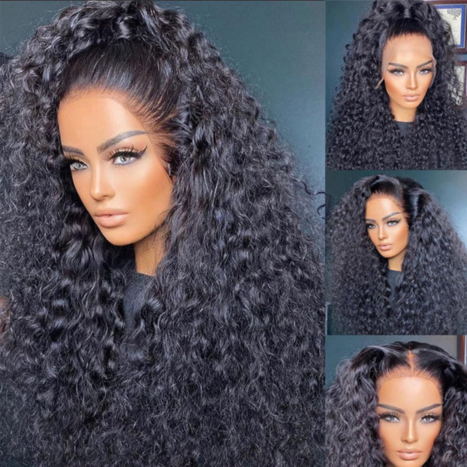 13x6 HD Deep Wave Lace Front Wigs Human Hair - 180% Density Deep Curly Lace Frontal Wigs for Women - 18 Inch Glueless Curly Human Hair Wigs with Baby Hair & Pre-Plucked Hairline - Perfect for Daily Wear, Cosplay, and Special Occasions