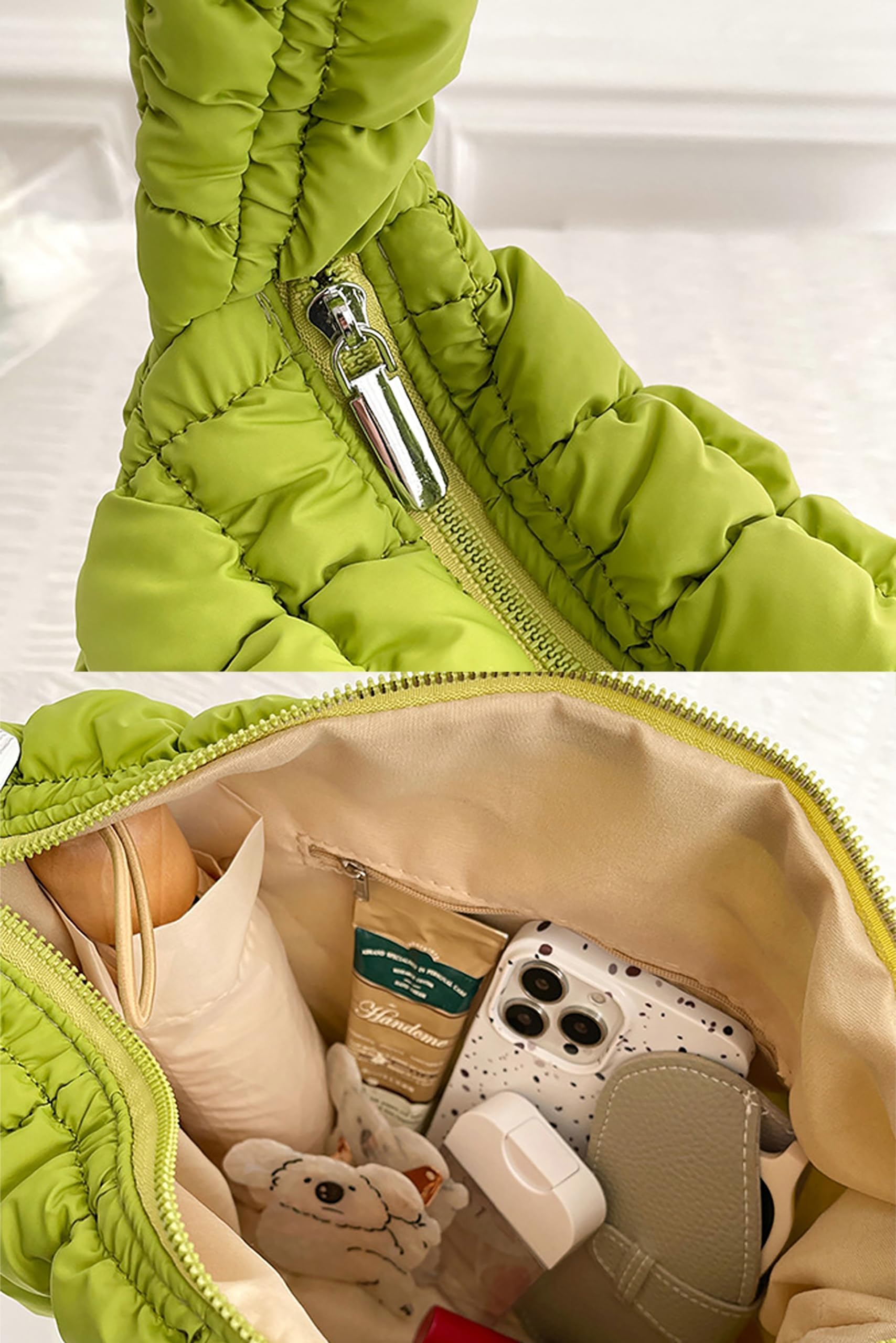 Quilted Puffer Tote Bag for Women - Lightweight Shoulder Bag with Zip, Hobo Satchel Handbag, Stylish Cloud Bag for Work, Travel & Shopping (2024)