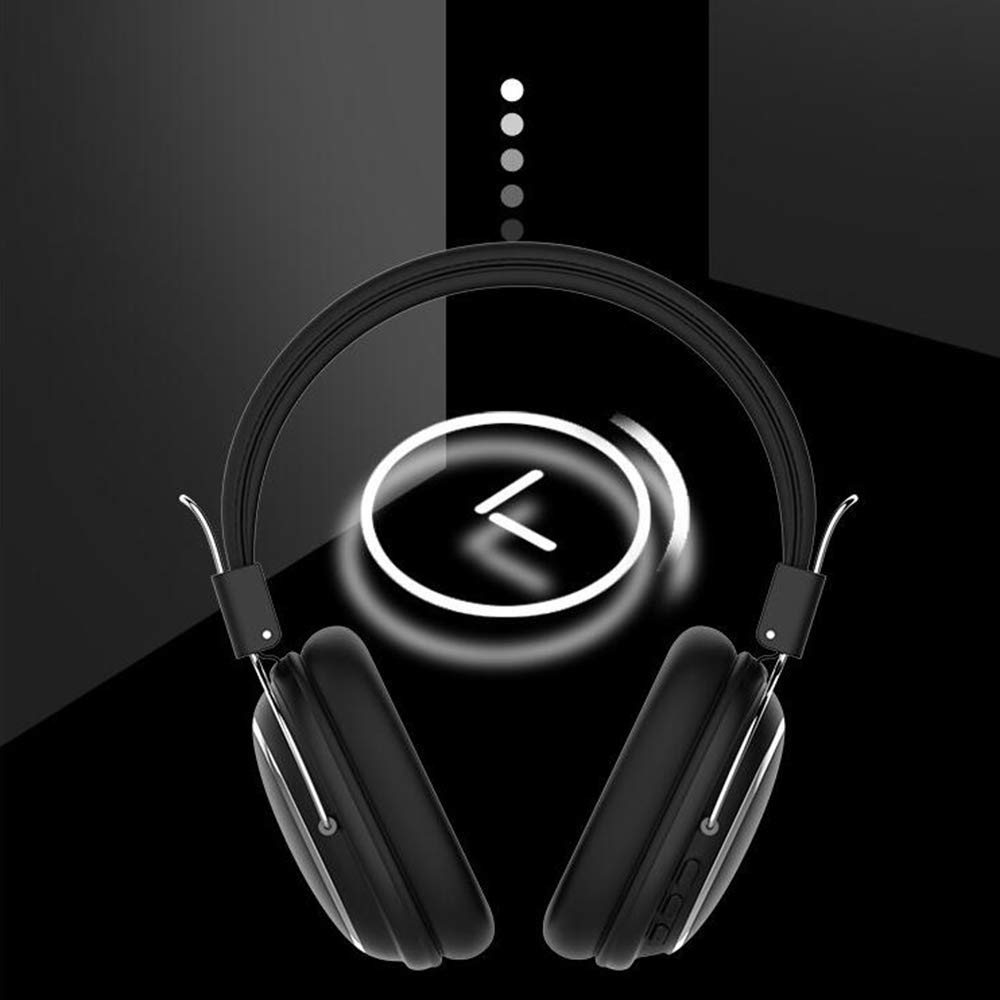 ADITAM Foldable Wireless Bluetooth Headphones with Soft Memory Protein Earmuffs, Built-in Mic for Calls - Compatible with TV/PC/Phone (Black) - Perfect for Work, Travel & Gaming