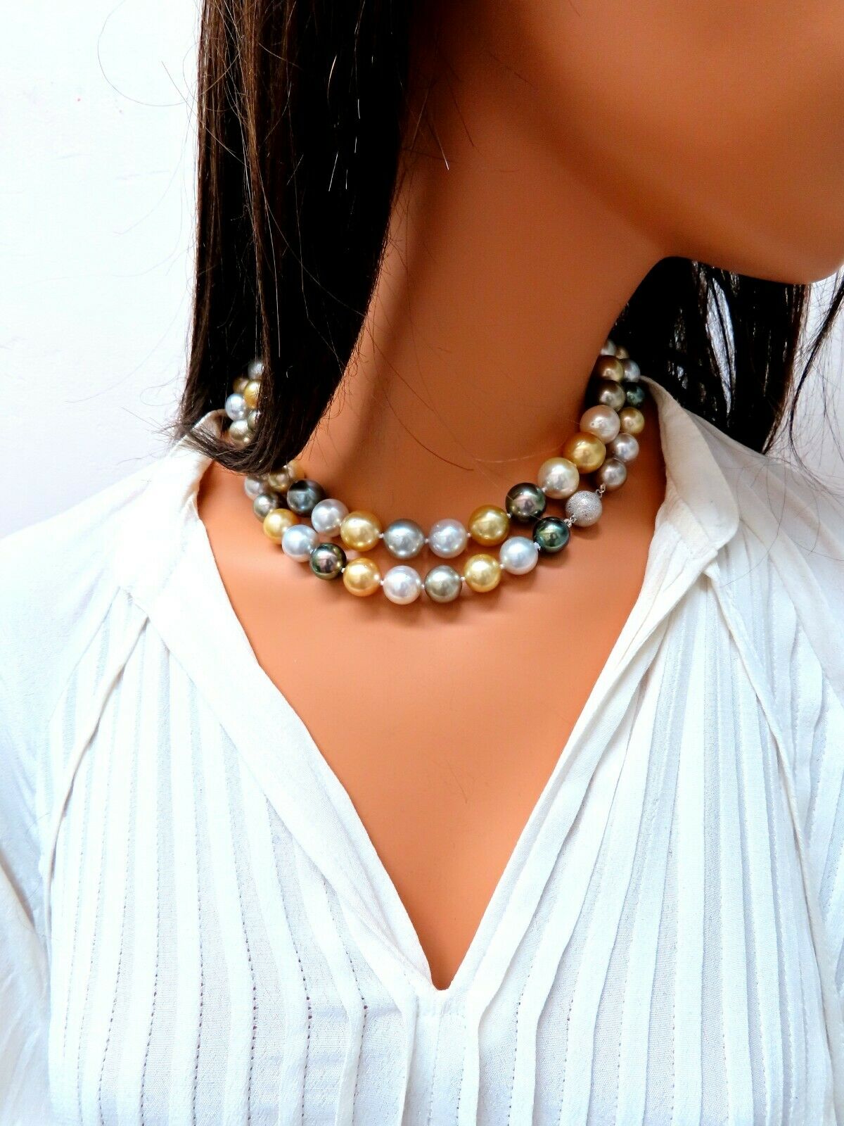 GIA Certified Natural Multicolor Tahitian Saltwater Pearl Necklace - 14.46mm 14K Gold - Elegant Jewelry for Weddings, Parties & Special Occasions