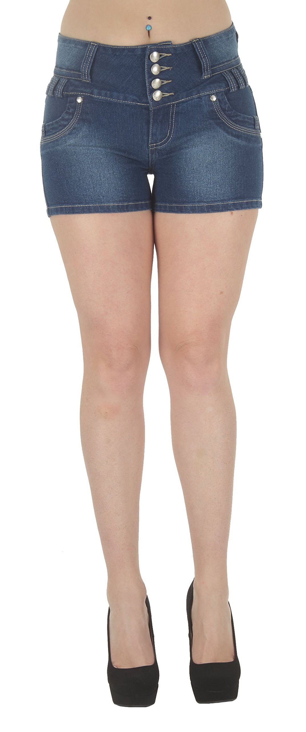 Fashion2Love Plus Size Butt Lifting High Waist Denim Shorts - Women's Booty Enhancing Jeans Shorts for Casual Wear & Summer Outfits