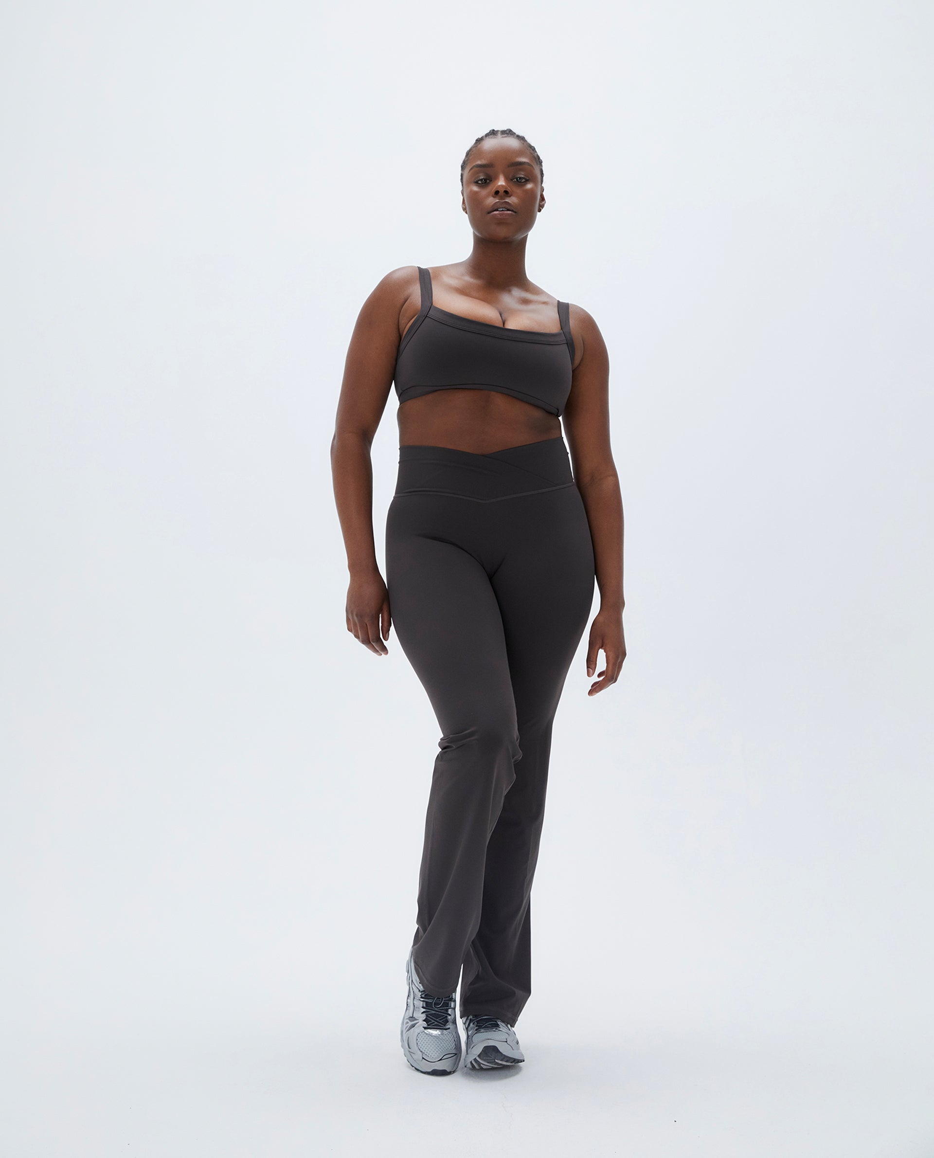 High Waisted Wrap Over Yoga Pants for Women - Coffee Bean Color - Perfect for Yoga, Pilates & Lounge Wear