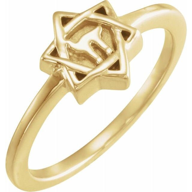 10K 14K 18K Yellow or White Gold Star of David Band Ring - Sterling Silver Jewish Jewelry for Men & Women - Perfect for Hanukkah, Bar Mitzvah & Wedding Gifts