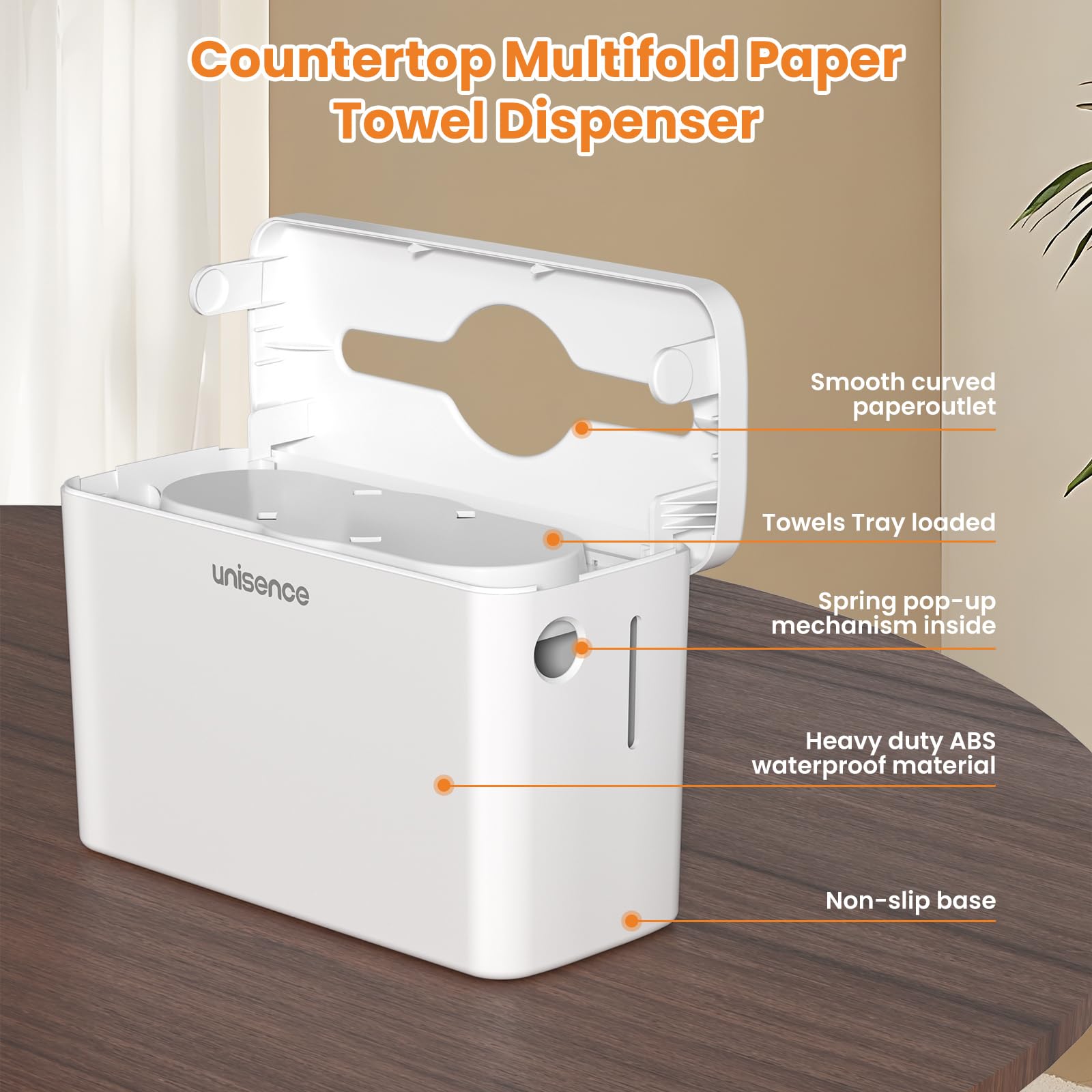 Commercial White Countertop Paper Towel Dispenser for Bathroom - Multifold Hand Towel Holder, C-Fold Tissue Dispenser for Restaurants, Offices & Public Spaces