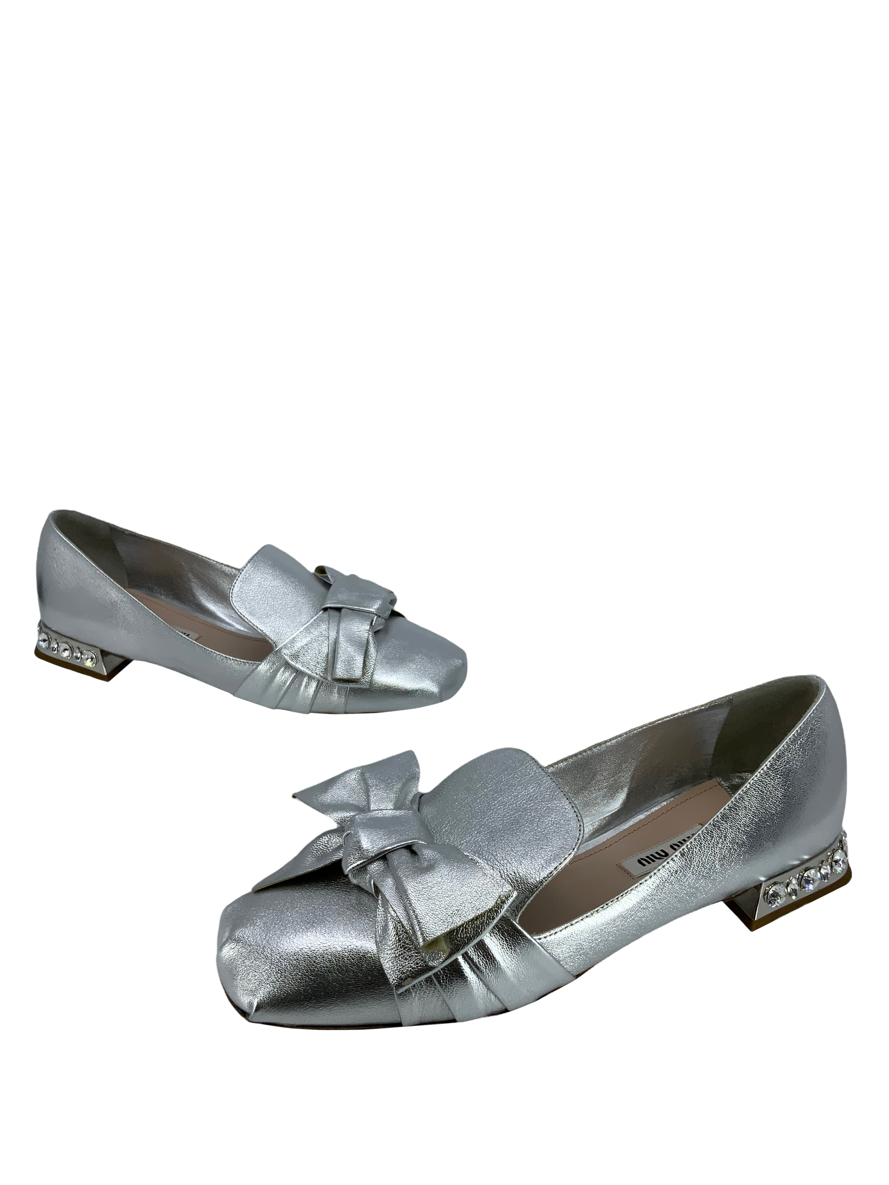 Miu Miu Women's Leather Jeweled Heel Pumps Shoes Size 8.5 - Elegant Dress Shoes for Weddings, Parties & Special Occasions