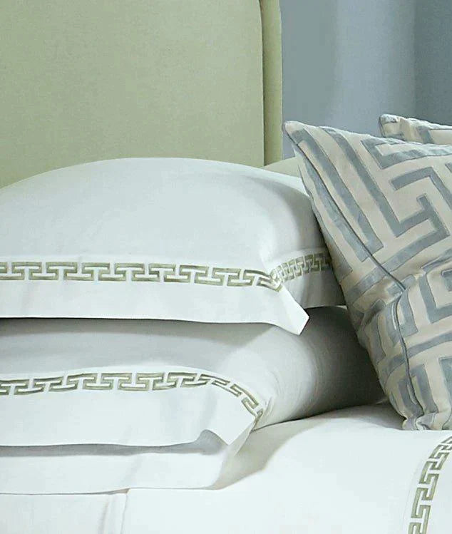 Athens Duet Embroidery Design Shams - Premium Embroidered Pillowcases for Bedroom Decor | Perfect for Master Bedroom, Guest Room & Luxury Home Decor