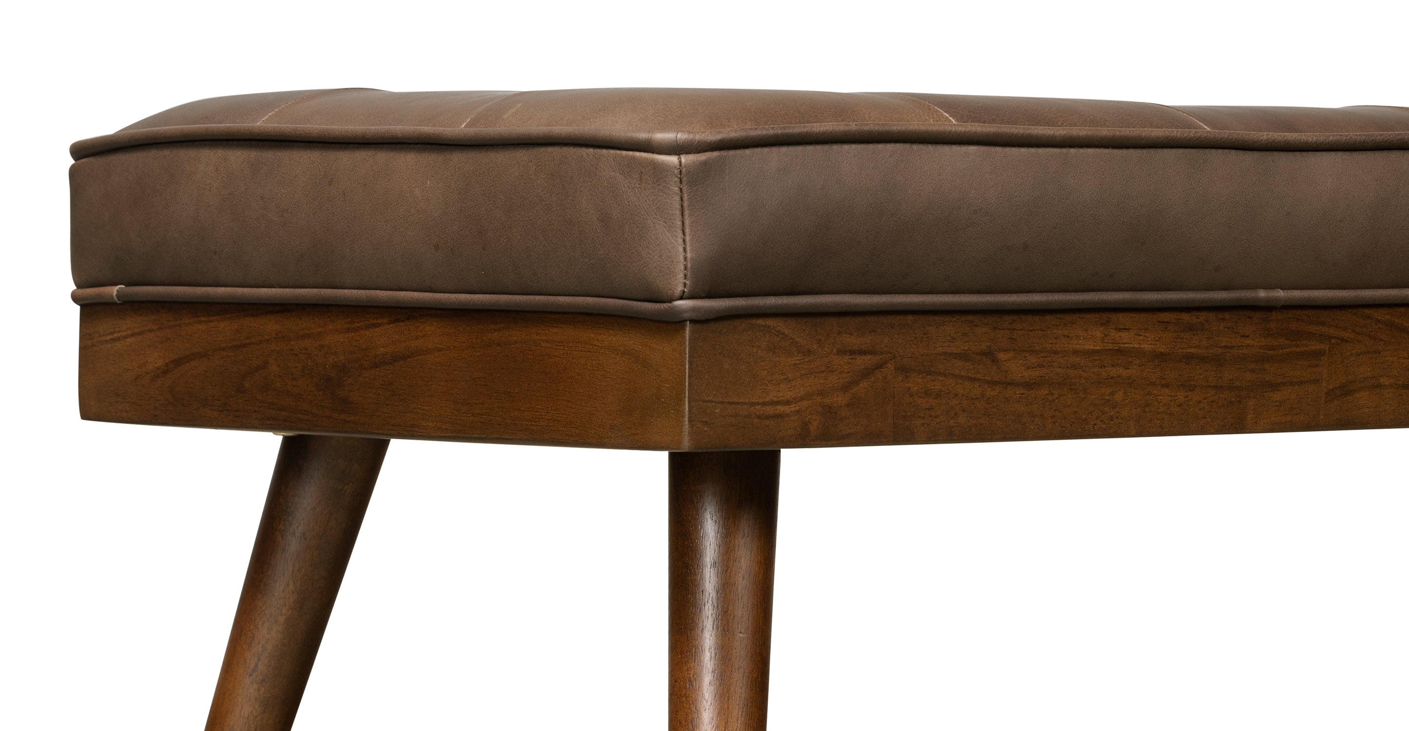 Luca Leather Bench - Modern Upholstered Storage Ottoman with Tufted Design for Living Room, Bedroom, or Entryway - Durable Faux Leather Seat with Sturdy Wooden Legs - Perfect for Extra Seating, Footrest, or Stylish Home Decor