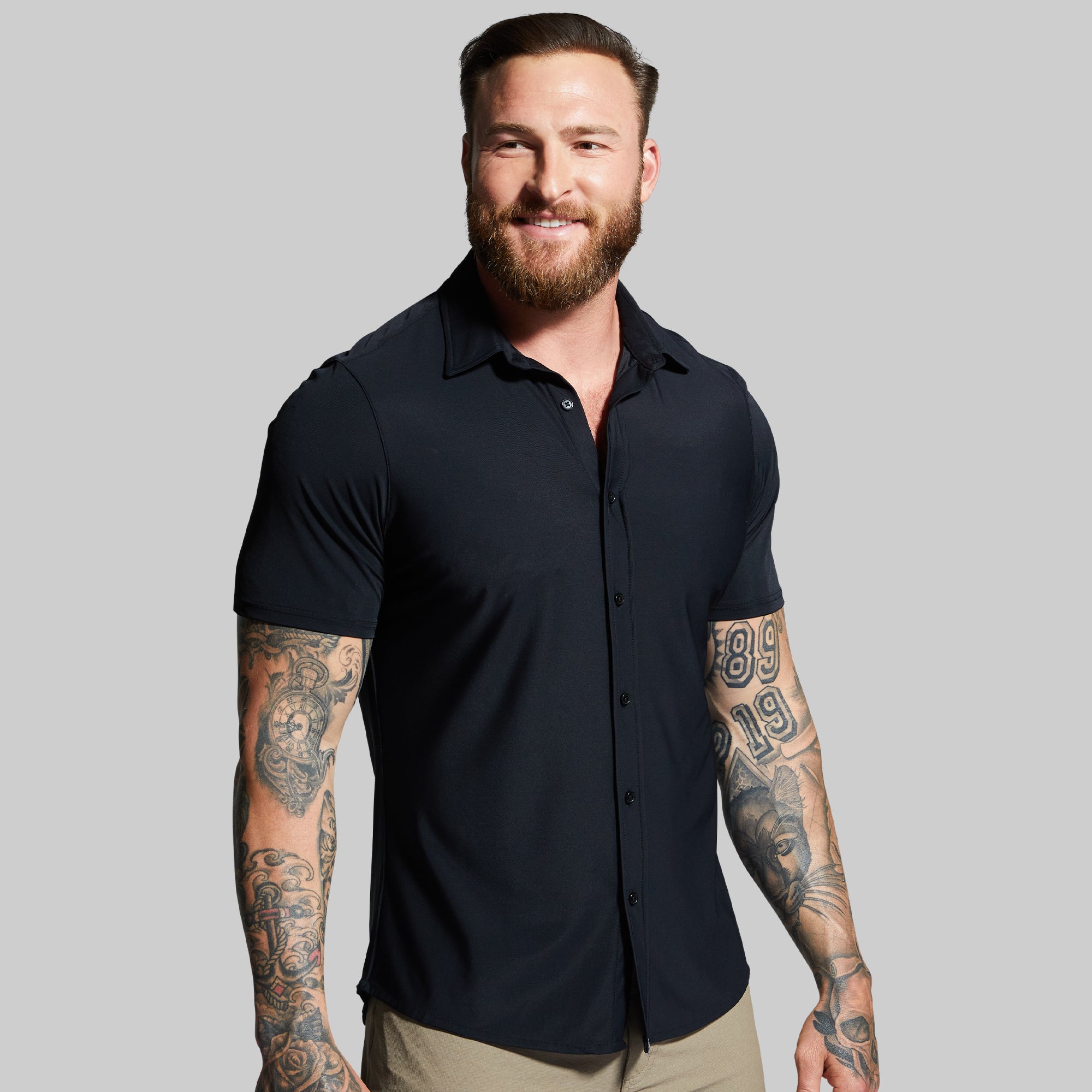 Men's Black Short Sleeve T-Shirt - Breathable Cotton Crew Neck Tee for Casual Wear, Gym & Outdoor Activities