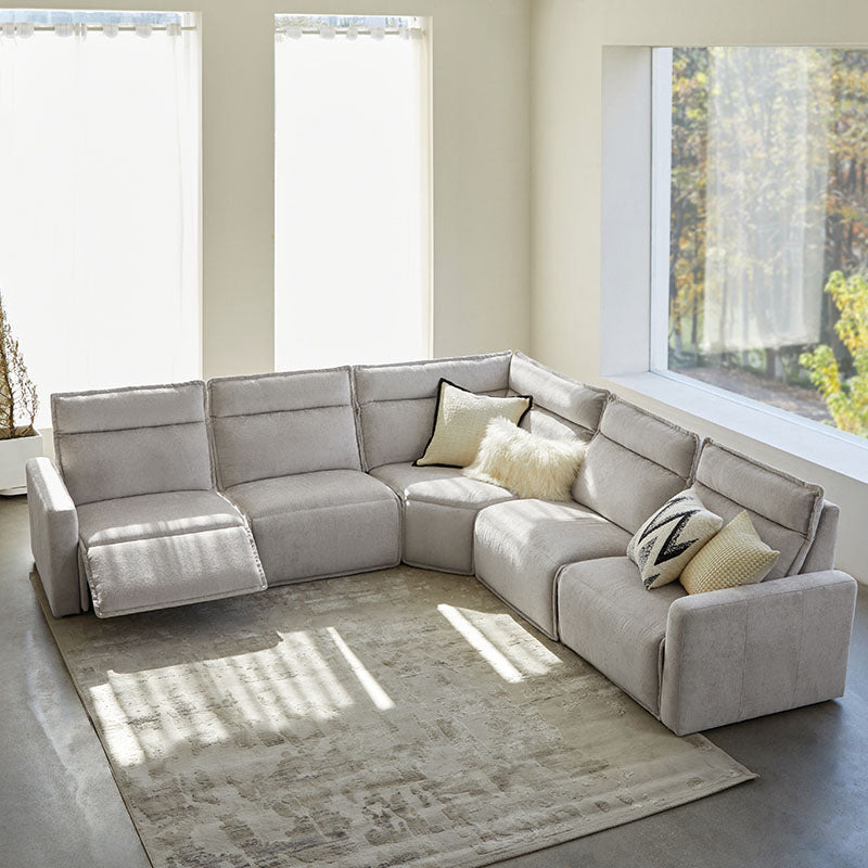 Essentia Power Reclining Corner Sofa - Easy Care Fabric Sectional Couch with USB Charging for Living Room, Home Theater & Family Room Comfort