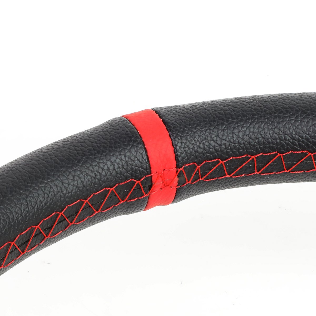 Auto Dynasty 350mm Red 6-Bolt Racing Steering Wheel with Red Stitched PVC Leather - Perfect for Drift, Track & Street Racing Cars