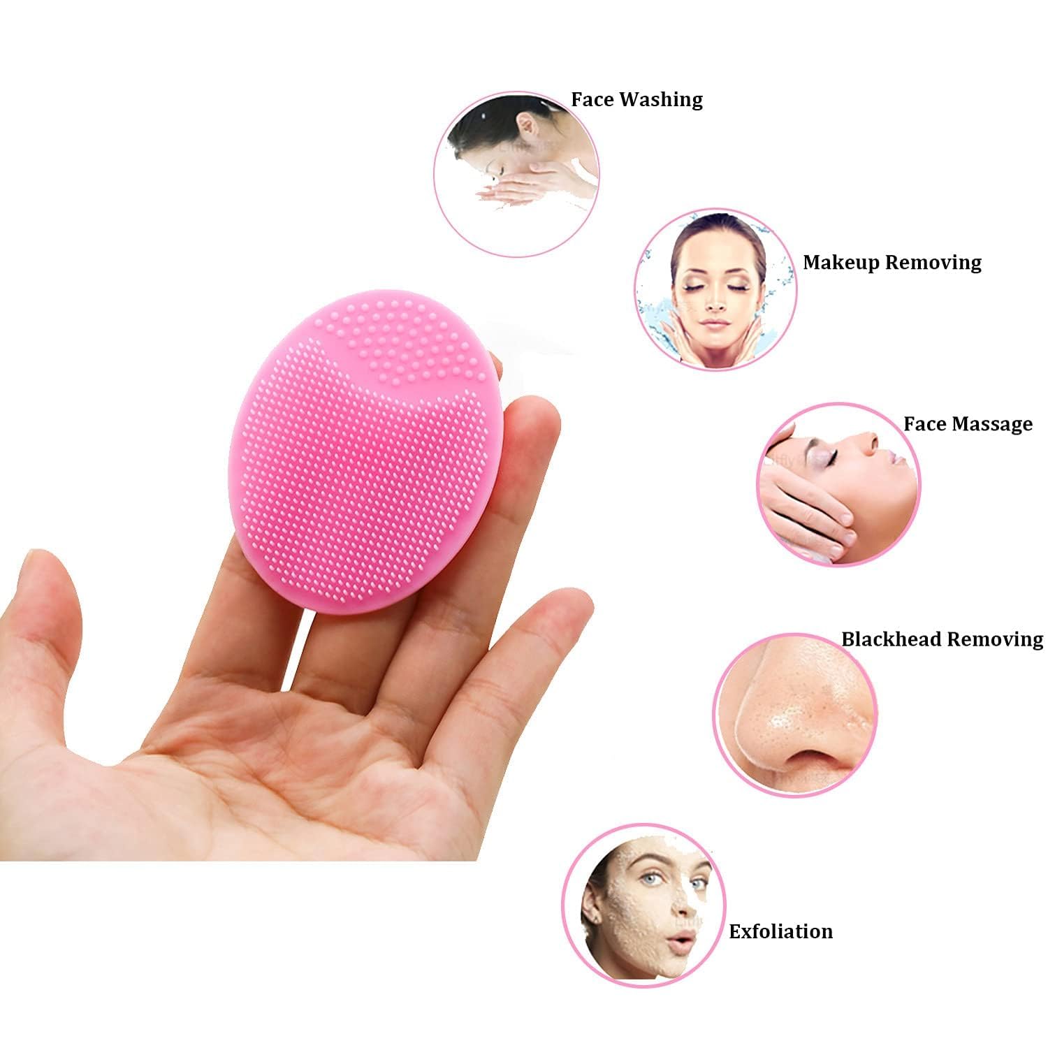 MobFest® Silicone Baby Shampoo Brush & Facial Cleansing Tool - Gentle Exfoliating Blackhead Remover for Sensitive Skin, Multi-Color Set of 6 - Perfect for Newborn Bath Time & Daily Skincare Routine