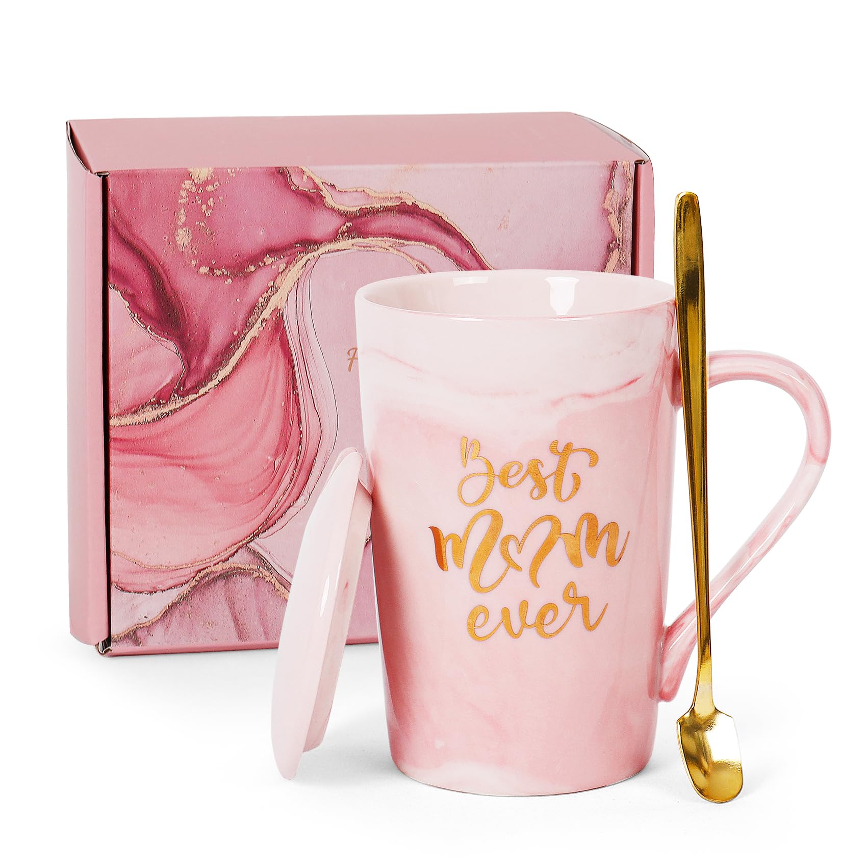 Best Mom Ever Funny Coffee Mug - 12 oz Pink Ceramic Cup for Women, Birthday & Christmas Gift Ideas - Perfect for Mother's Day, Office Use & Cozy Home Mornings