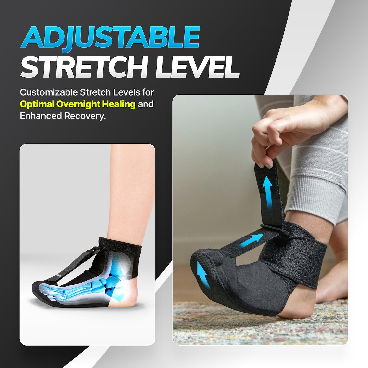 BraceAbility Plantar Fasciitis Night Splint Sock - Soft Support Brace for Sleeping, Achilles Tendonitis & Heel Pain Relief - Adjustable Foot Drop Splint for Men & Women (X-Small) - Ideal for Nighttime Foot Support & Pain Management