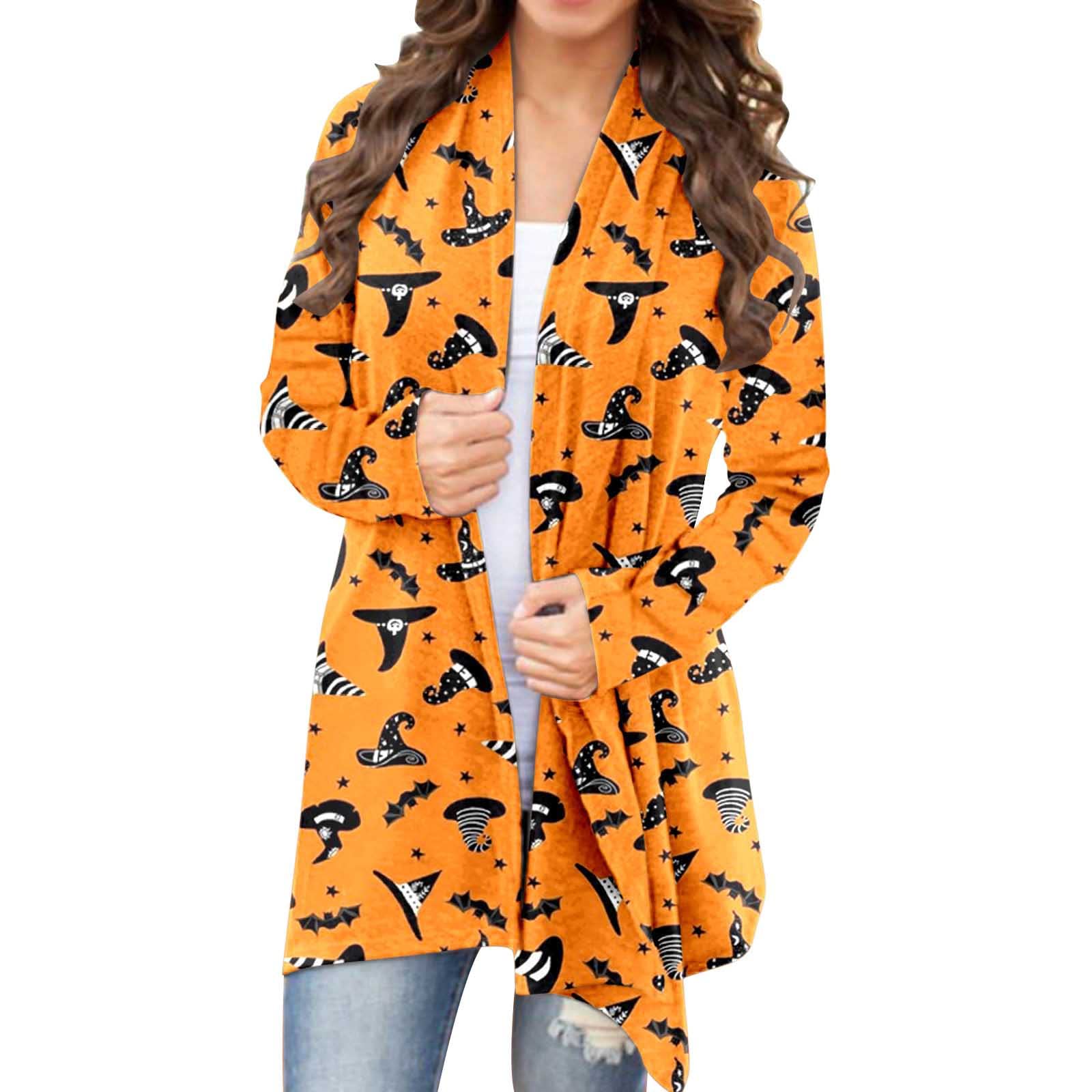 Women's Halloween Print Cardigan - Long Sleeve Casual Jacket for Dresses | Perfect for Halloween Costumes, Fall Layering & Office Wear