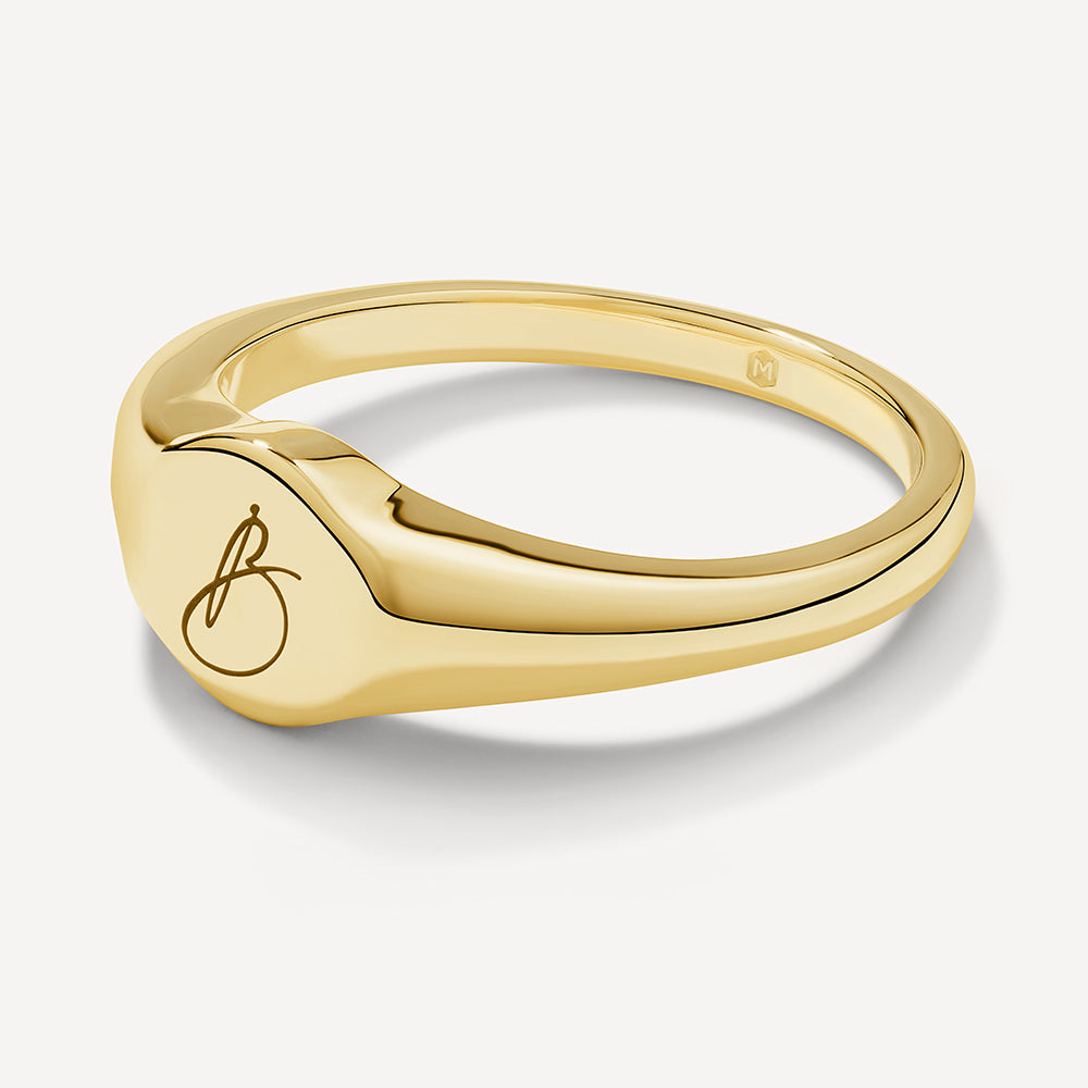 Personalized Gold Engravable Circle Signet Pinky Ring - Perfect for Engraving Initials, Names & Dates - Ideal for Gifts, Weddings & Special Occasions
