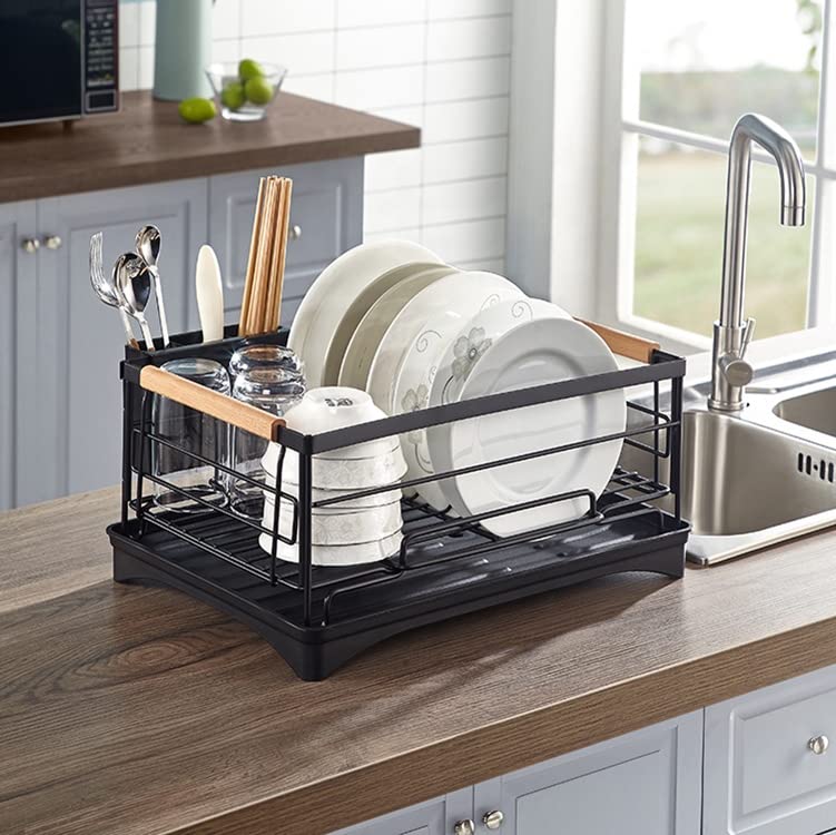 ARHAT Stainless Steel Dish Drying Rack for Kitchen Utensils | Compact Metal Dish Stand for Pantry & Countertop | Black Bartan Organizer (Not Assembled) | Perfect for Small Kitchens & Efficient Dish Storage