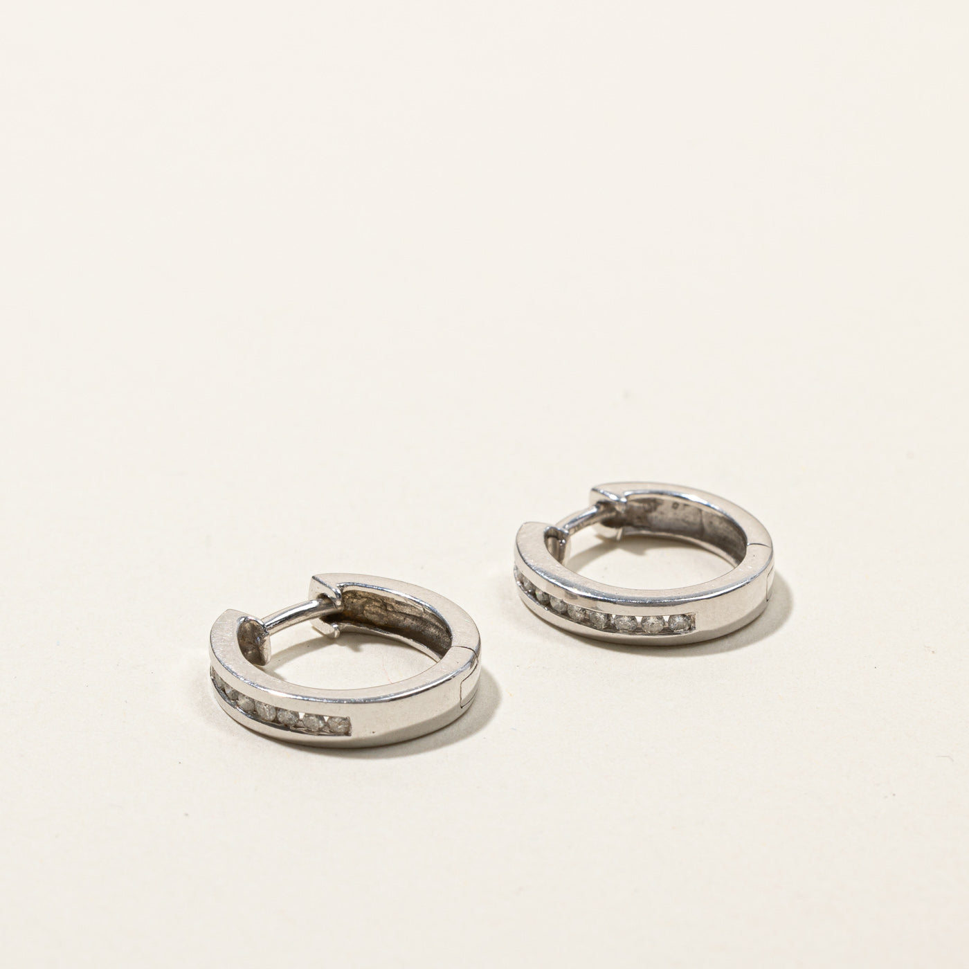 Channel Diamond Huggie Earrings | 0.10ctw Diamond Stud Earrings for Women | Perfect for Everyday Wear, Date Night & Special Occasions