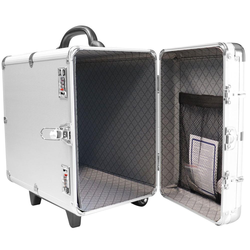 Best Jewelry Supply Professional Aluminum Jewelry Rolling Case with 12 Trays - Perfect for Jewelry Storage, Travel & Trade Shows