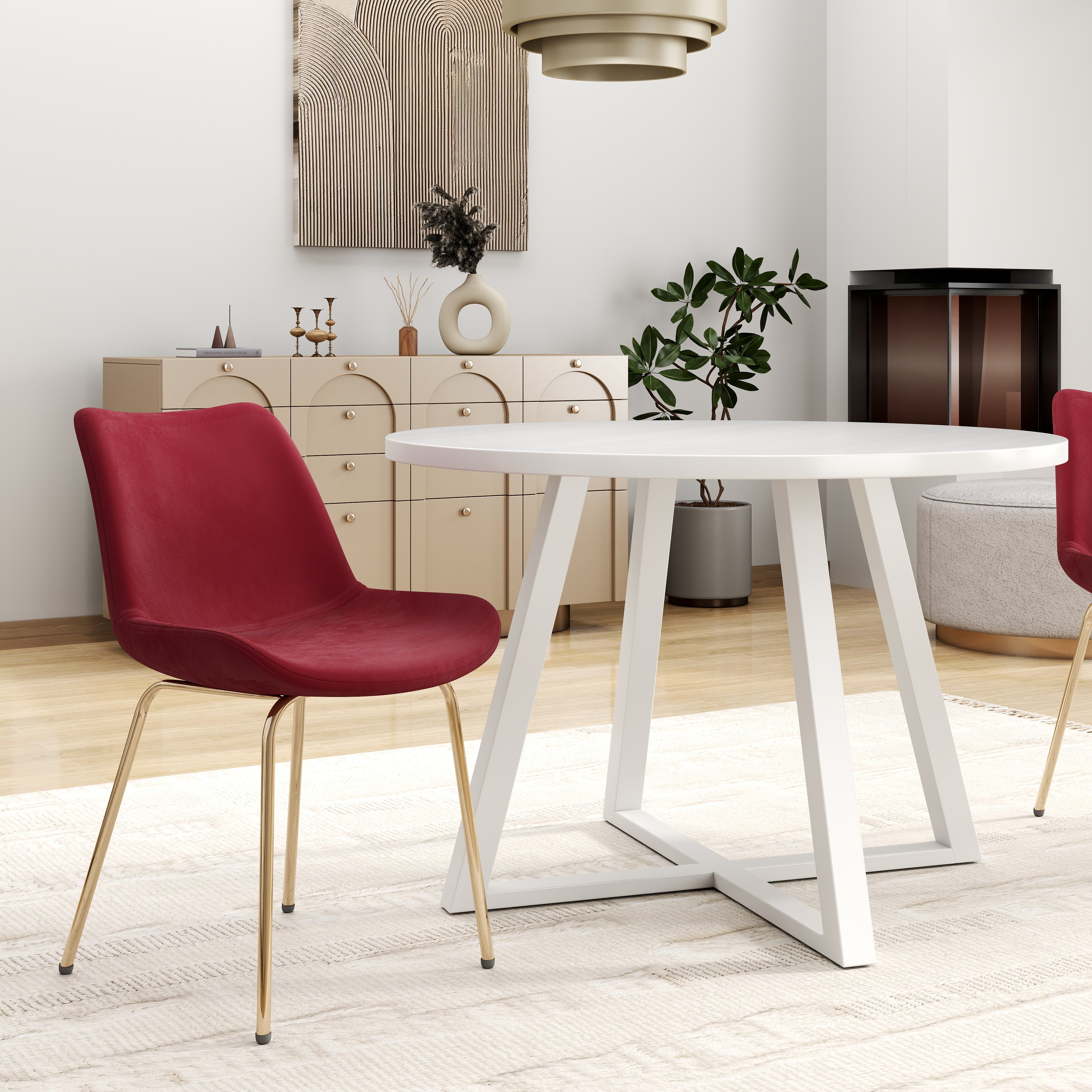 Roundhill Furniture Avant 5-Piece Round Dining Set with Table and 4 Side Chairs - Perfect for Small Spaces, Breakfast Nooks & Intimate Gatherings