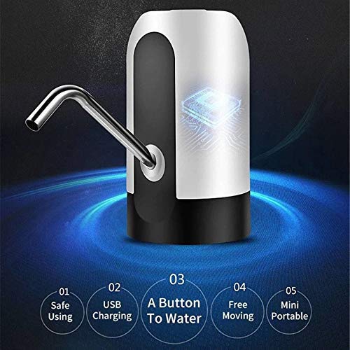 Automatic Wireless Water Dispenser Pump - Dual Motor, Built-in Rechargeable Li-ion Battery - Black & White - Perfect for Home, Office, and Travel Use