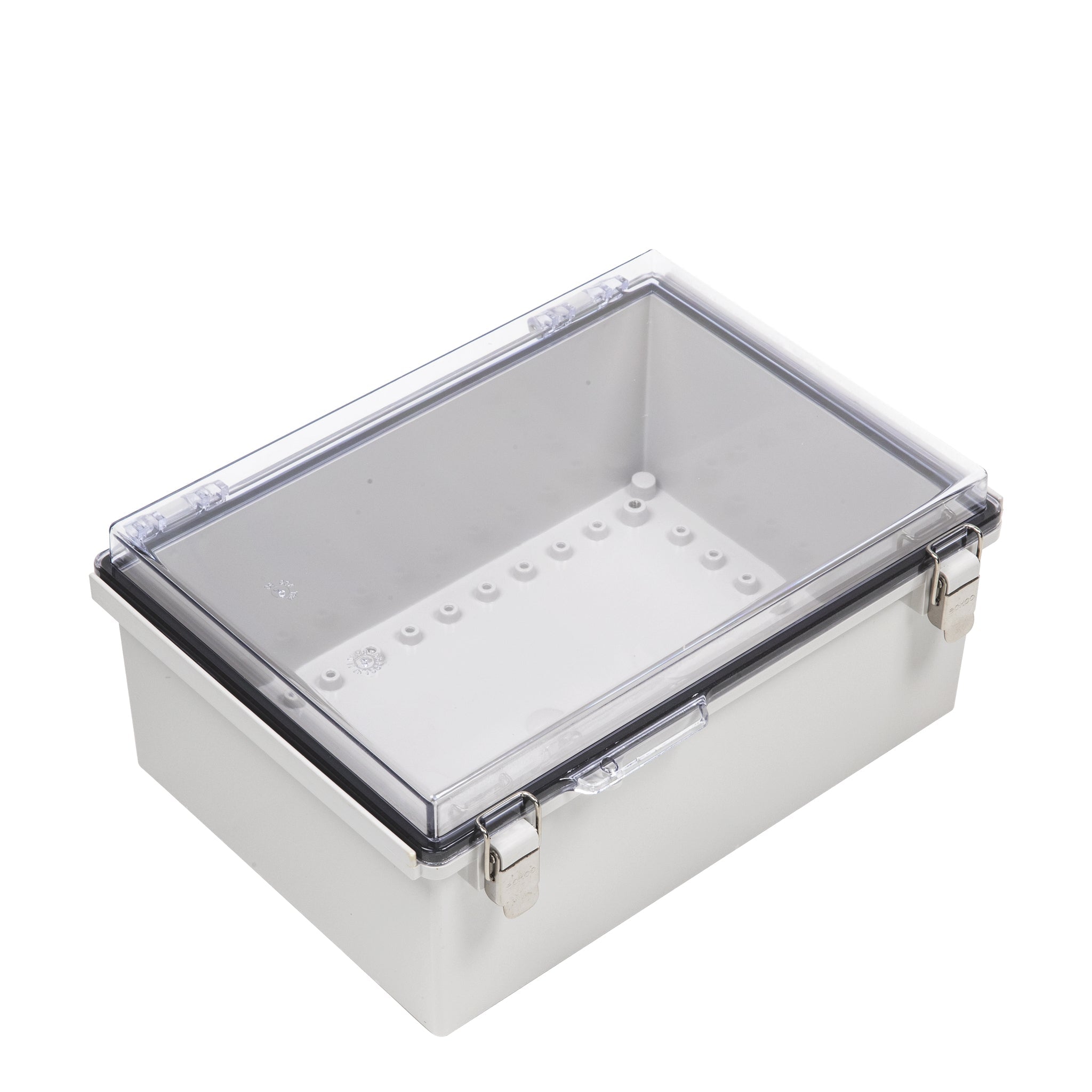 Boxco P Series 9.84 x 13.78 x 5.91 Inches (250 x 350 x 150mm) Waterproof Plastic Enclosure IP67 IK08 ABS with Transparent Cover - Molded Hinge & Latch Type for Outdoor Electronics, Industrial Equipment & DIY Projects