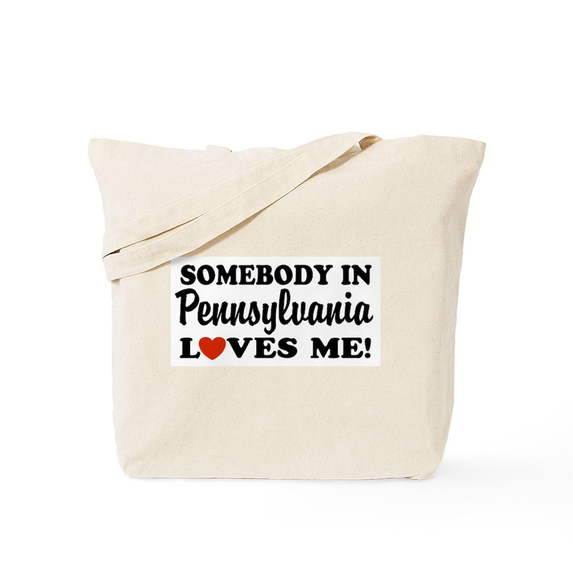 Somebody In Pennsylvania Loves Me Natural Canvas Tote Bag - Reusable Grocery Shopping Bag for Women & Men - Perfect for Farmers Market, Beach Trips & Everyday Use