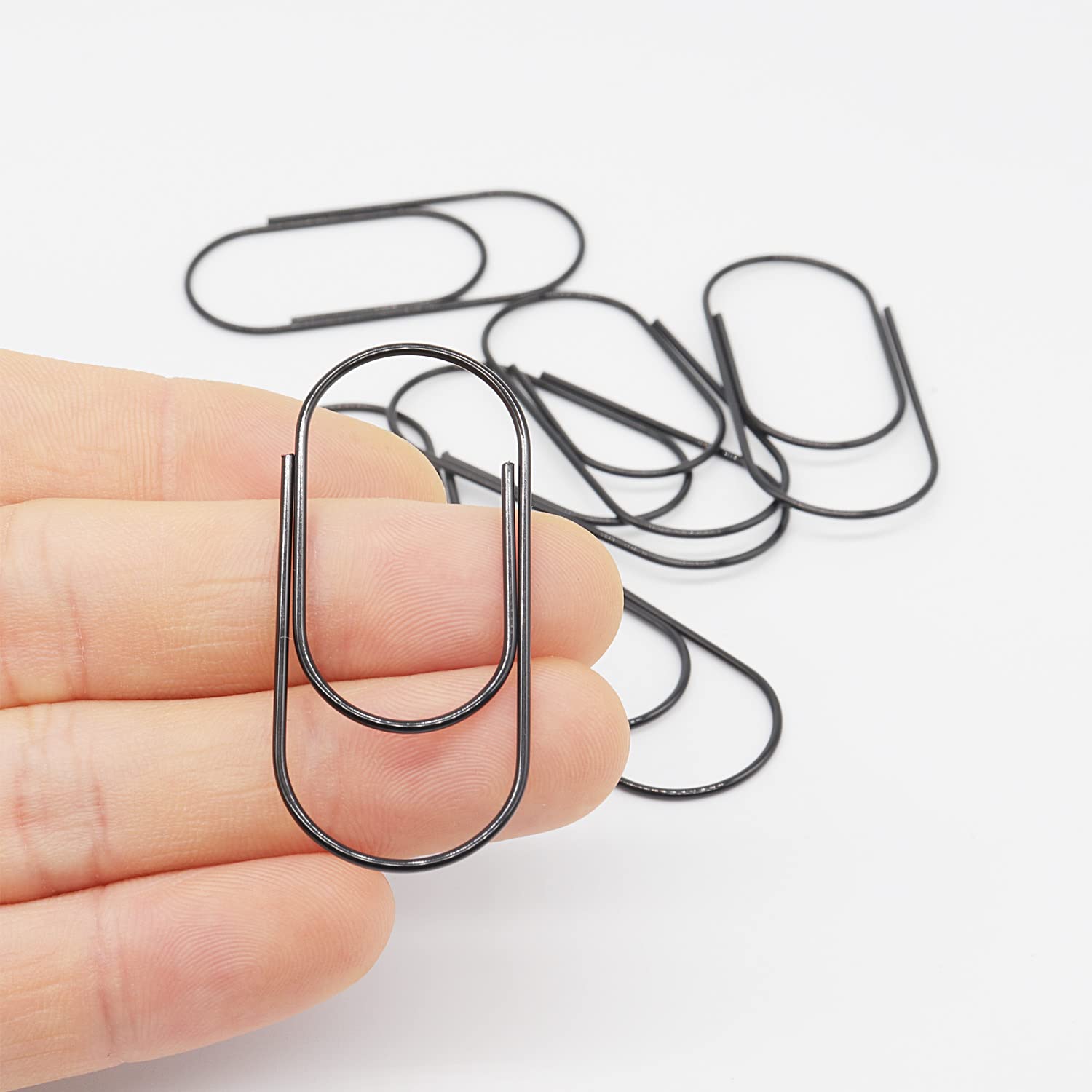 Large Jumbo Paper Clips 2 inch (50mm) - Smooth Black Office Supplies for Planners, Documents & Organizing - 50 Pack Bulk for School, Office & Home Use