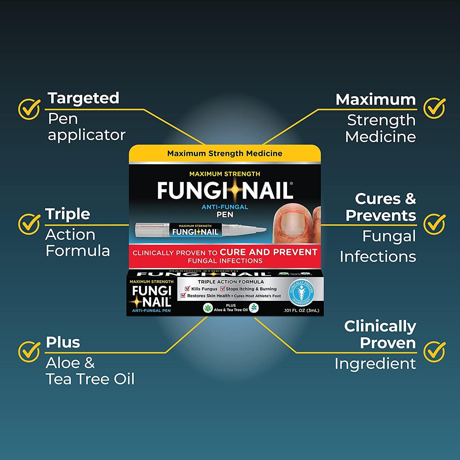 Anti-Fungal Nail Treatment Pen - 2 Pack - Fast-Acting Toenail Fungus Solution for Clear, Healthy Nails - Easy Applicator for Home Use - Perfect for Athletes, Swimmers & Pedicure Care