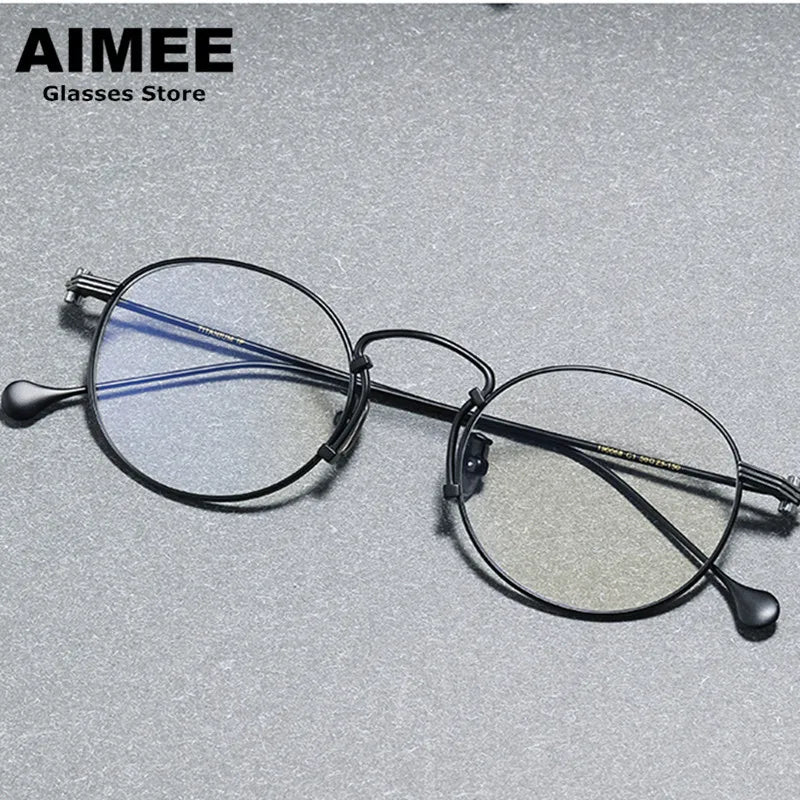 Aimee Unisex Full Rim Round Titanium Eyeglasses Frame 190068 - Lightweight Durable Glasses for Men & Women, Perfect for Reading, Work & Everyday Wear