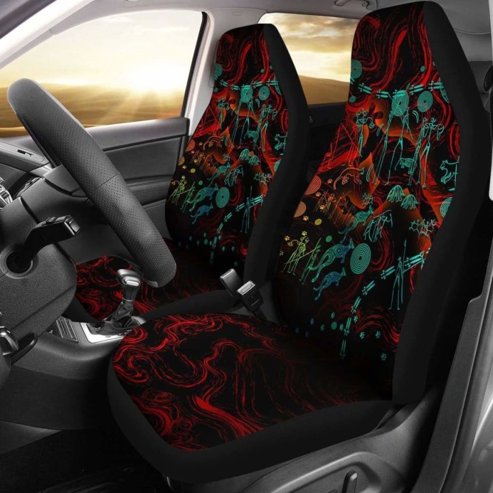 Premium Australia Car Seat Covers - Kangaroo Themed Indigenous Art Design for Adults | Durable & Stylish Protection for Cars, SUVs & Trucks | Perfect for Road Trips, Daily Commutes & Outdoor Adventures