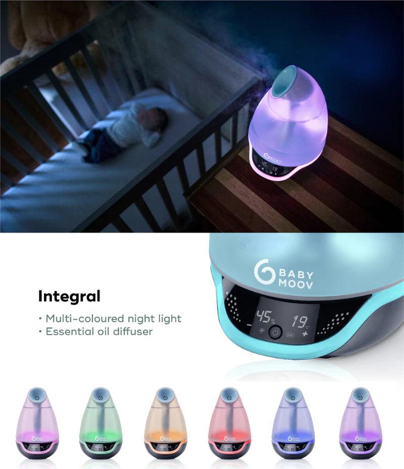 Babymoov 3-in-1 Digital Baby Hygrometer & Humidifier - Accurate Room Temperature and Humidity Monitor with Night Light for Nursery, Bedroom, and Kids Room