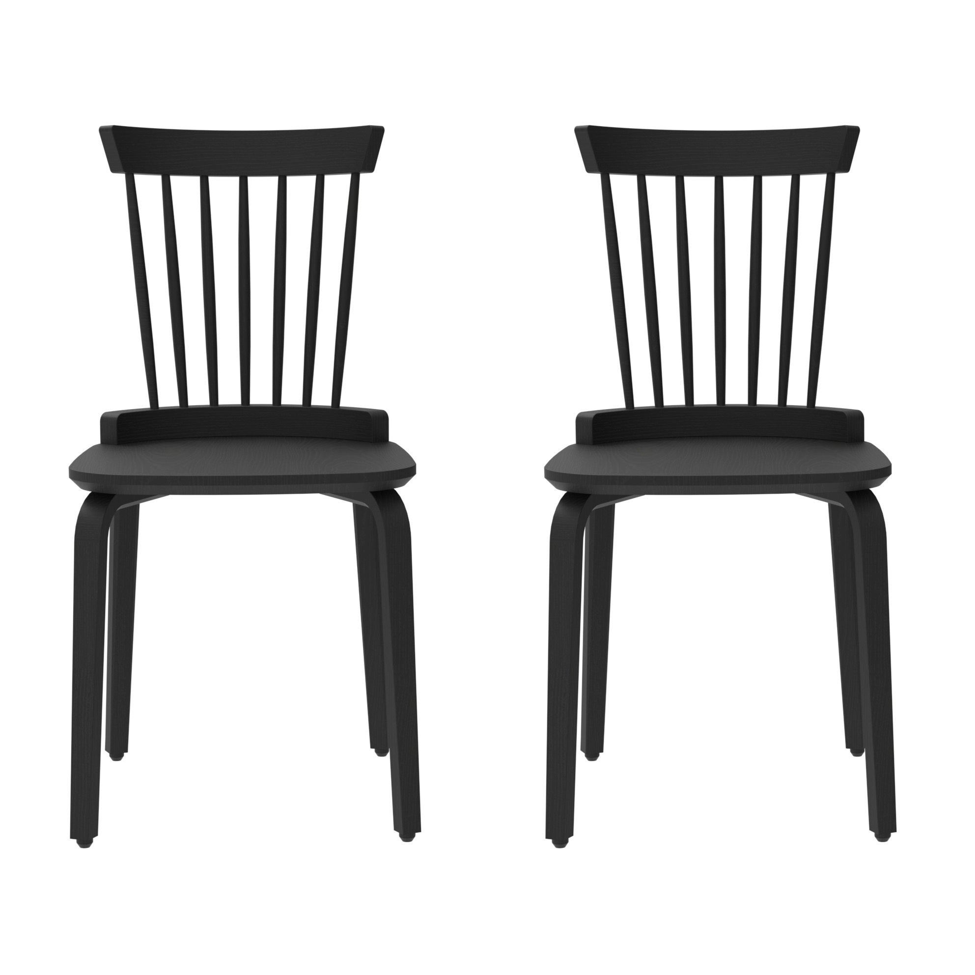 Farmhouse Wooden Spindle Back Dining Chairs Set of 2 - Solid Black Windsor Kitchen Chairs for Dining Room & Breakfast Nook | Rustic Home Decor & Comfortable Seating