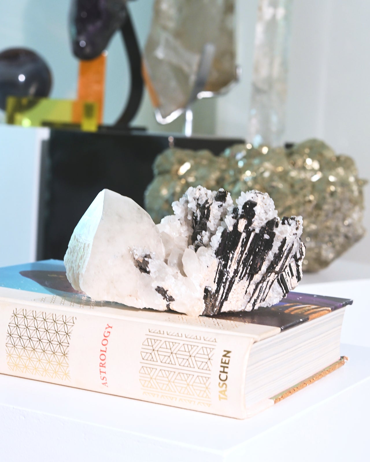 Natural Hubnerite with Quartz Crystal Cluster - 6 Inch Mineral Specimen for Collectors, Healing & Home Decor