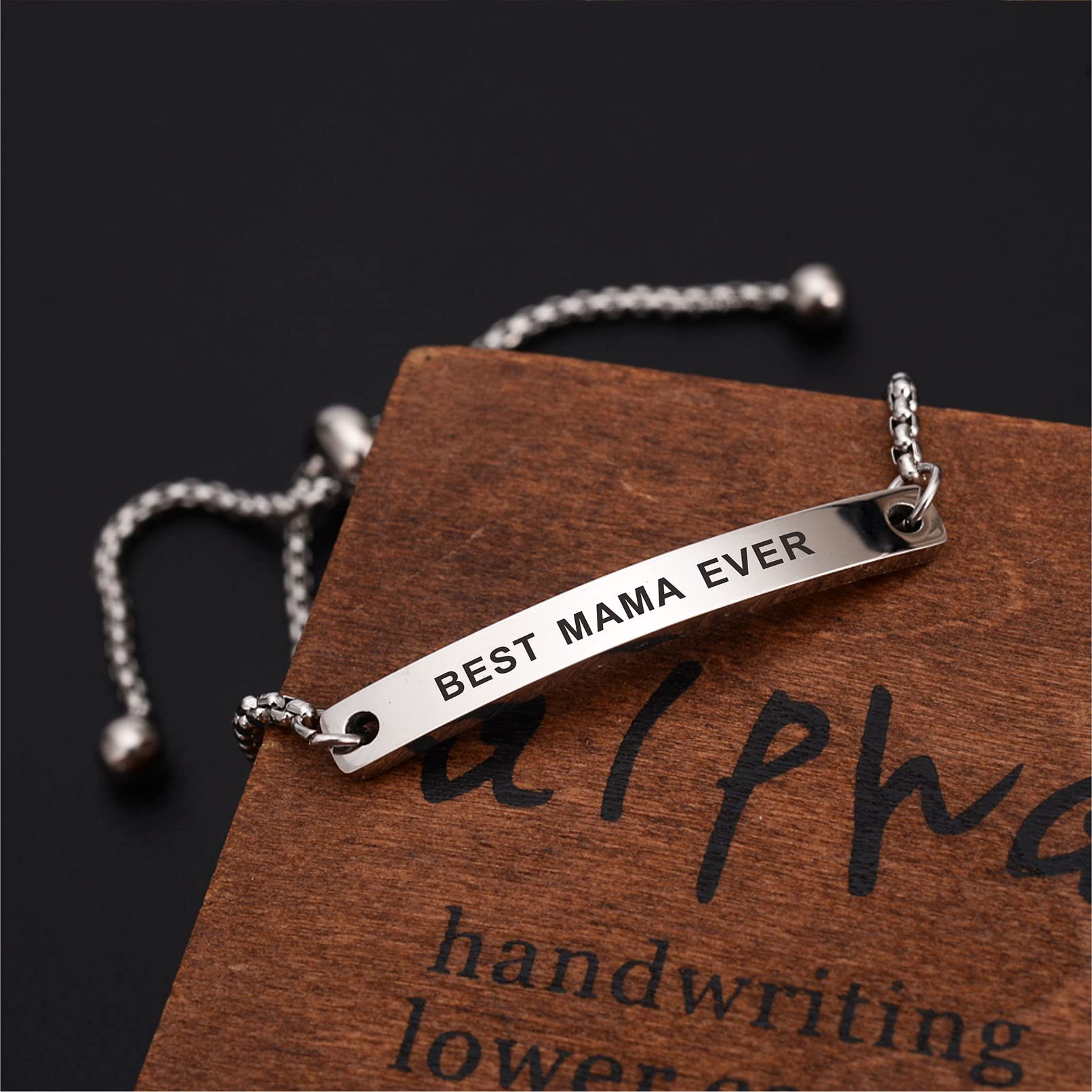 SOUSYOKYO Mama Bracelet - Best Ever Gifts for Women, Stainless Steel Jewelry for Mom - Birthday, Valentine's Day & Mother's Day Present - Perfect for Daily Wear, Special Occasions & Showing Love
