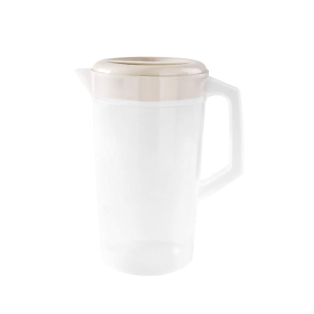 Large 2.5L Plastic Water Pitcher with Lid - BPA Free Beverage Dispenser for Hot & Cold Drinks, Iced Tea, Lemonade - Perfect for Kitchen, Parties, Outdoor Picnics (10x10x23cm, Beige)