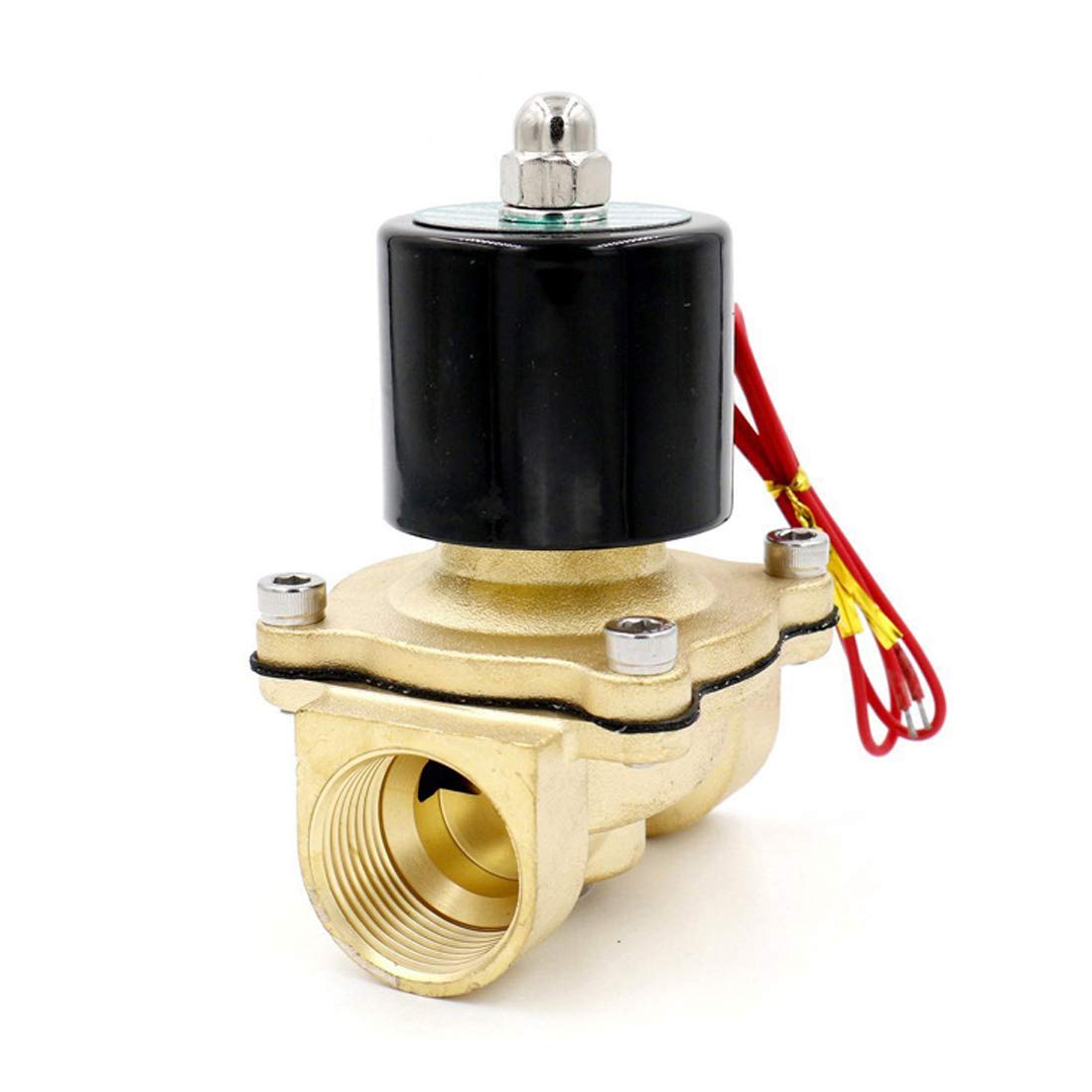 12V DC 2 Inch Brass Solenoid Valve - Normally Open (NO) for Water, Air & Gas Control - Perfect for Irrigation Systems, HVAC, and Industrial Automation