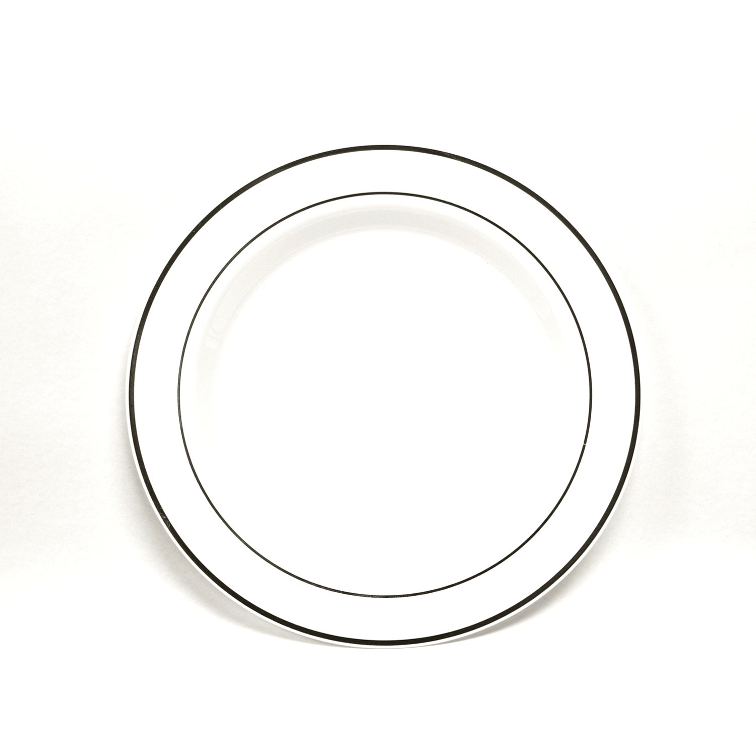 Divine White Plastic Plates with Silver Rim - 6 Inch Elegant Disposable Plates, Pack of 420 - Perfect for Weddings, Parties, and Special Events