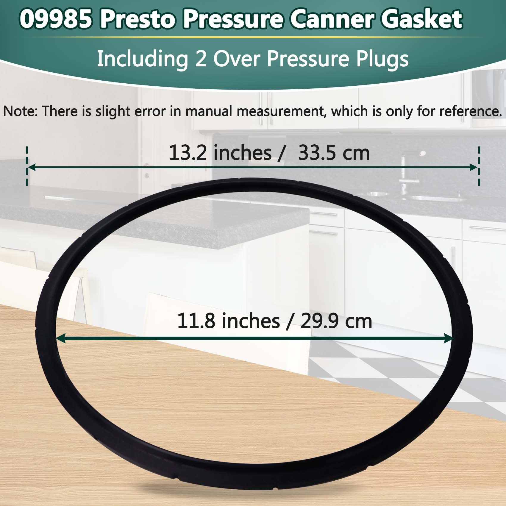 Presto Pressure Canner Sealing Ring Gasket Replacement - Compatible with 01745, 01751, 01755, 01781, 01782, 01784 Models - Fits 16, 18, 23 Quart Presto Pressure Cookers - Includes 2 Overpressure Plugs - Ideal for Canning, Preserving, and Cooking Vegetables, Meats, and More