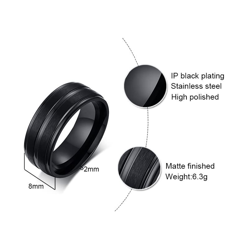 Personalized Matching Couple Rings for Him & Her - Titanium Black Cubic Zirconia Wedding & Engagement Ring Set - Comfort Fit Promise Rings for Women & Men - Perfect for Anniversaries, Proposals & Romantic Gifts