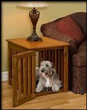 Stylish Wooden Dog Crate End Table - Indoor Pet House with Custom Stain Colors to Complement Your Home Decor | Perfect for Living Rooms, Bedrooms & Guest Areas When Hosting Visitors
