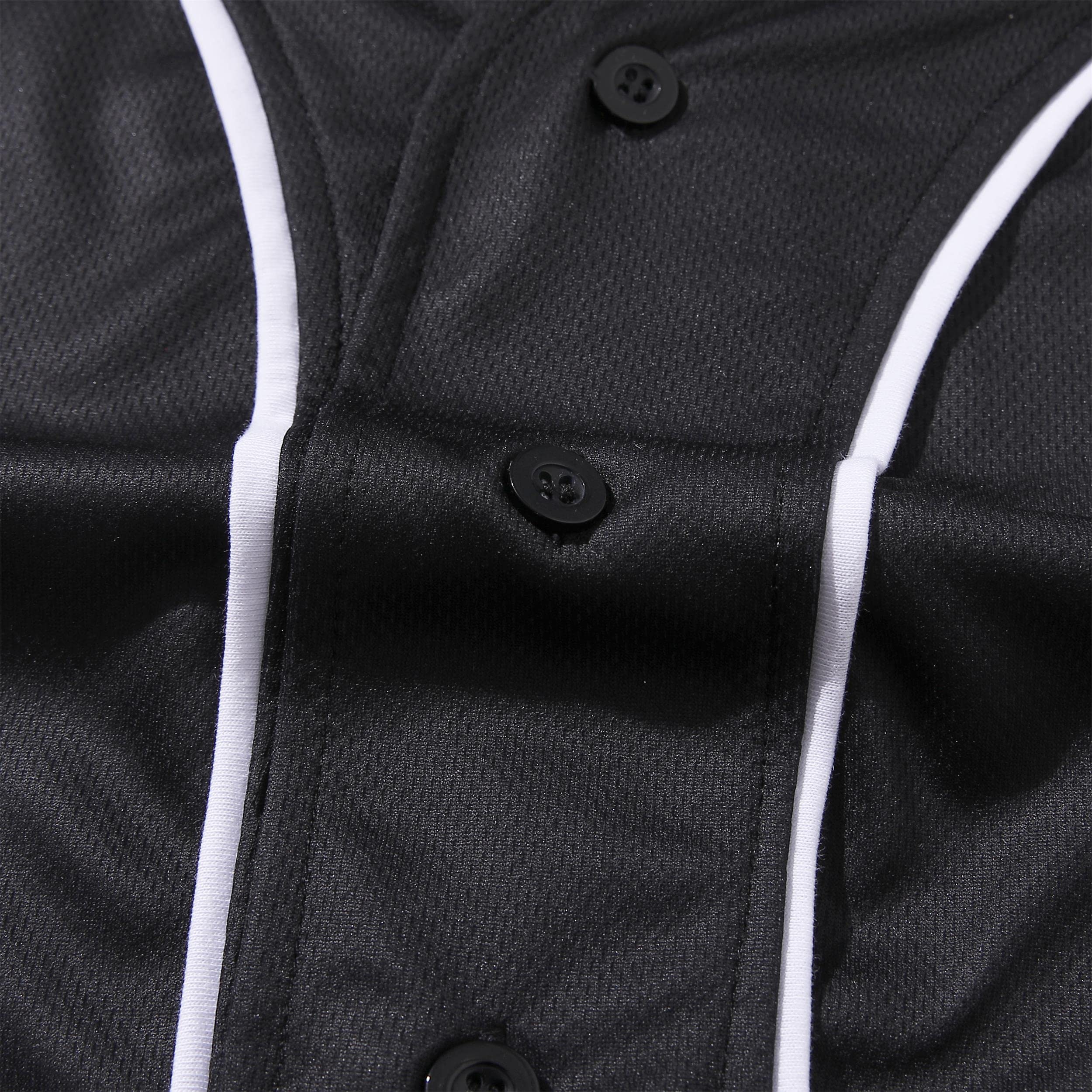 Trendy Kids Baseball Jersey Button-Up T-Shirt - Boys & Girls Short Sleeve Black and White Hip Hop Style Tee for Sports, Casual Wear & Street Fashion