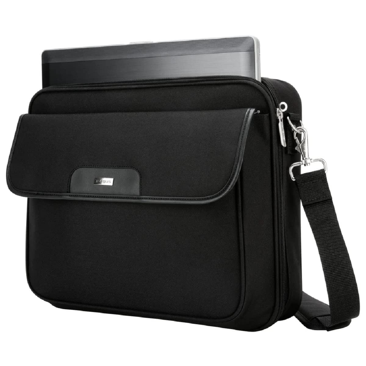 Targus 16-Inch Laptop Bag with Padded Compartment & Detachable Shoulder Strap - Durable Clamshell Design for Business Travel & Daily Commute (Black, Model CN01)