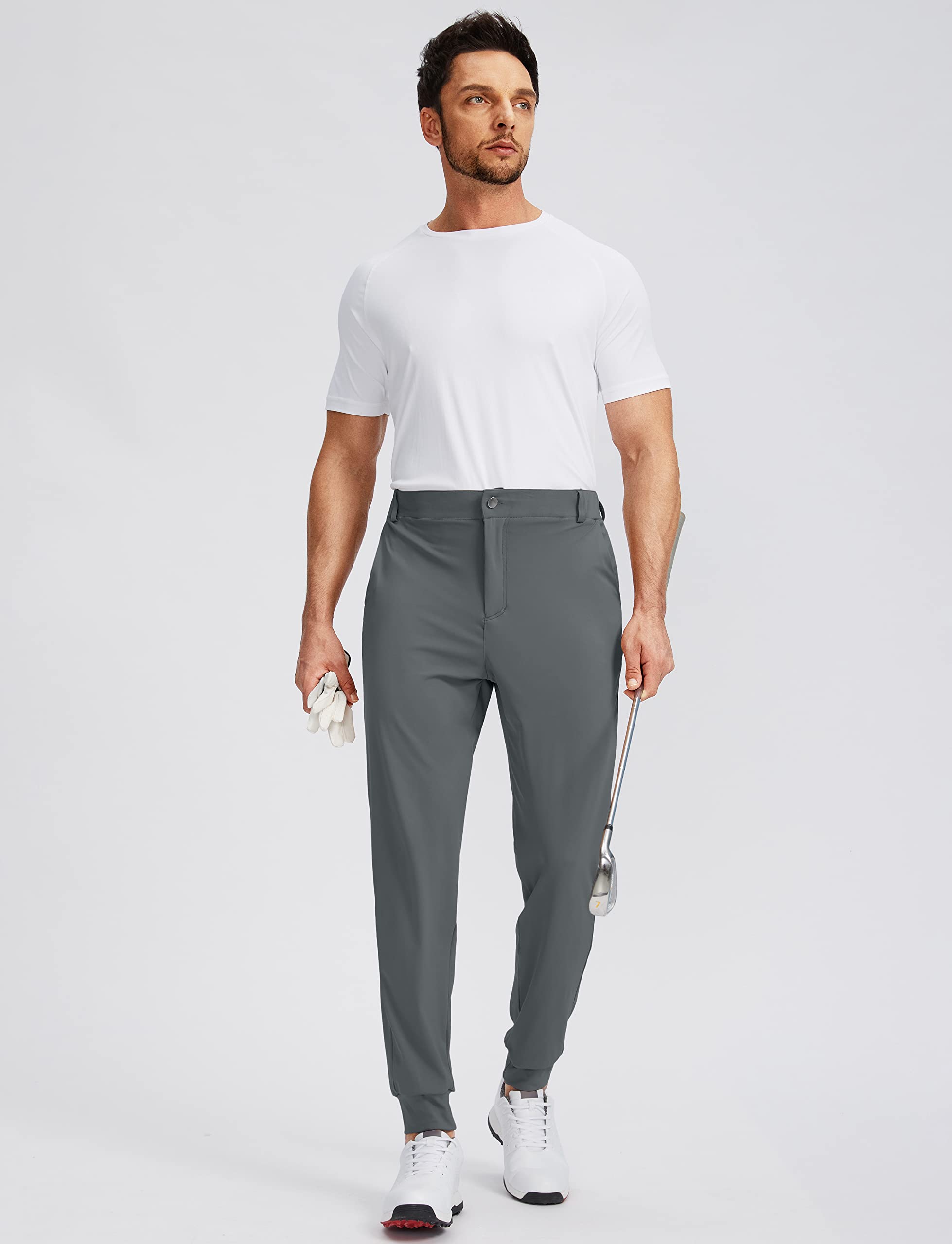 Soothfeel Men's Slim Fit Golf Joggers Pants - 5 Pocket Stretch Sweatpants for Running, Travel & Work | Comfortable Athletic Dress Pants for Golfing, Gym & Casual Wear