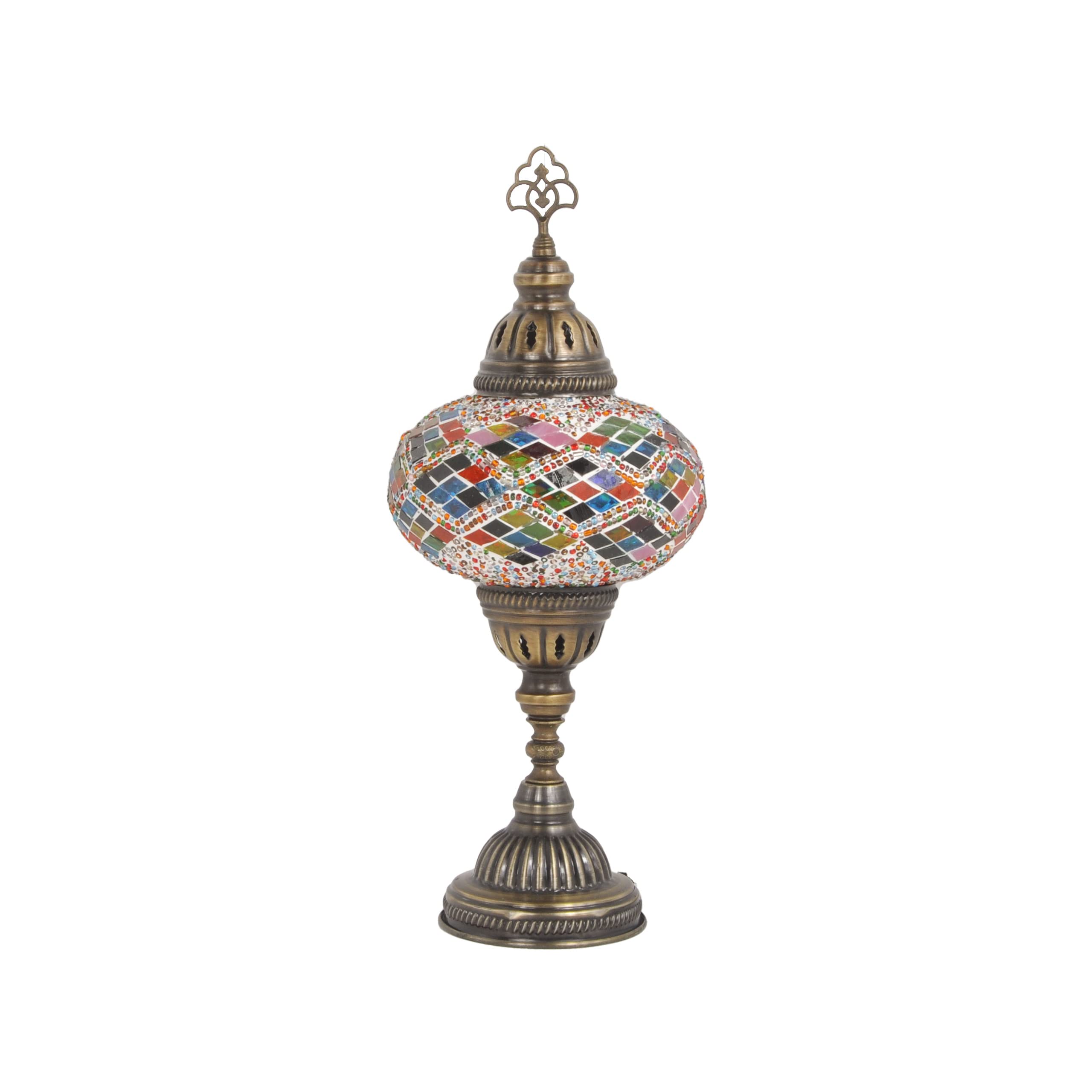 10 Styles Mosland Handmade Turkish Mosaic Table Lamp - Bronze Base Moroccan Tiffany Night Light with LED Bulb | Bedside & Living Room Decor | Perfect for Home, Hotel, and Restaurant Lighting