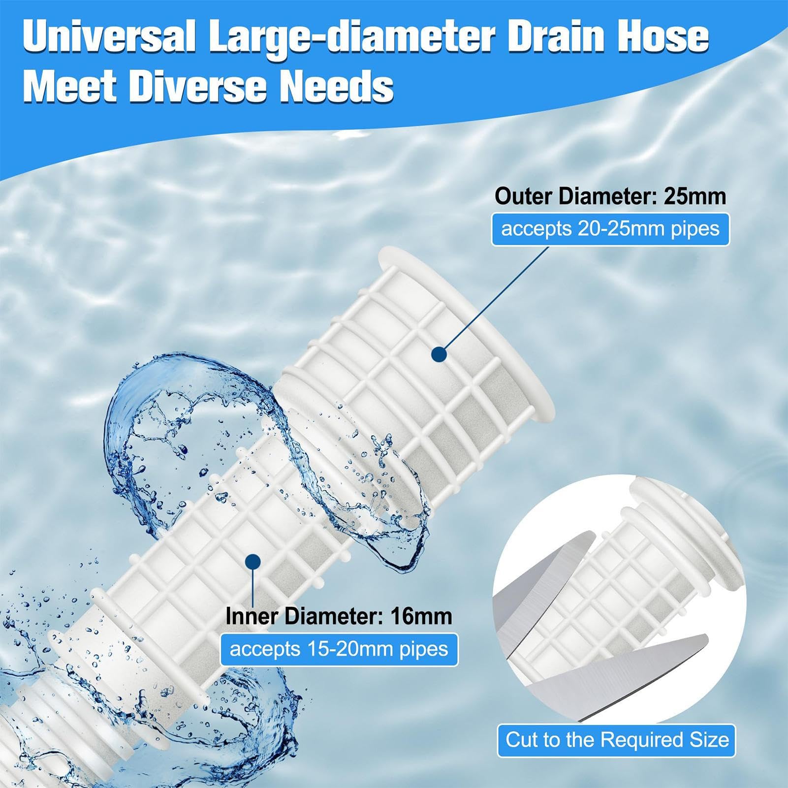 Drain Hose for Dehumidifier & AC Unit, Universal Washing Machine Inlet Hose with Connection Clip – Fits Most Dehumidifiers and Air Conditioners – Perfect for Basement, Laundry Room, and Home Appliance Maintenance