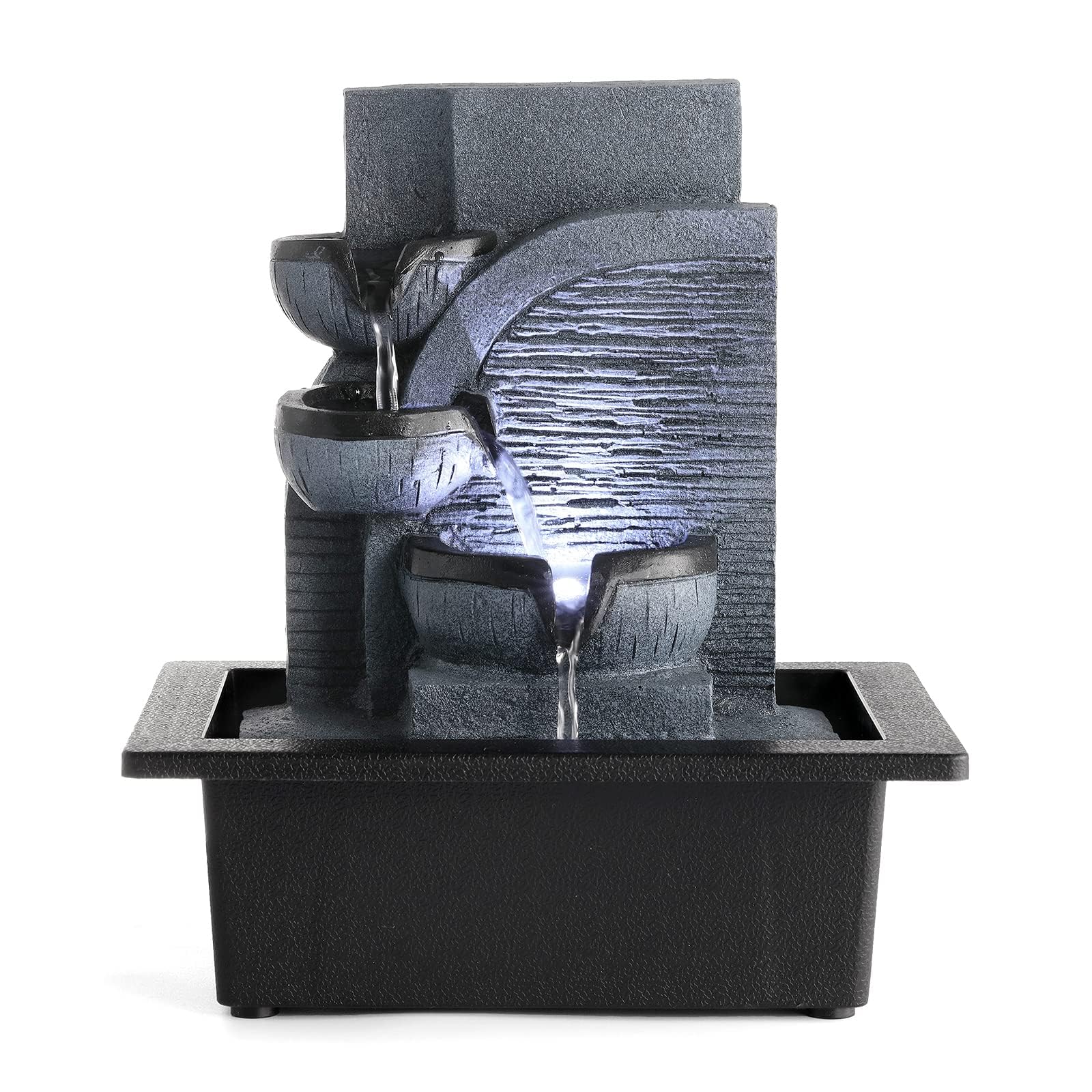 Dyna-Living Indoor Tabletop Fountain with LED Light - Relaxing Water Sound for Home, Bedroom, Office Décor | Perfect for Stress Relief, Meditation & Zen Decor