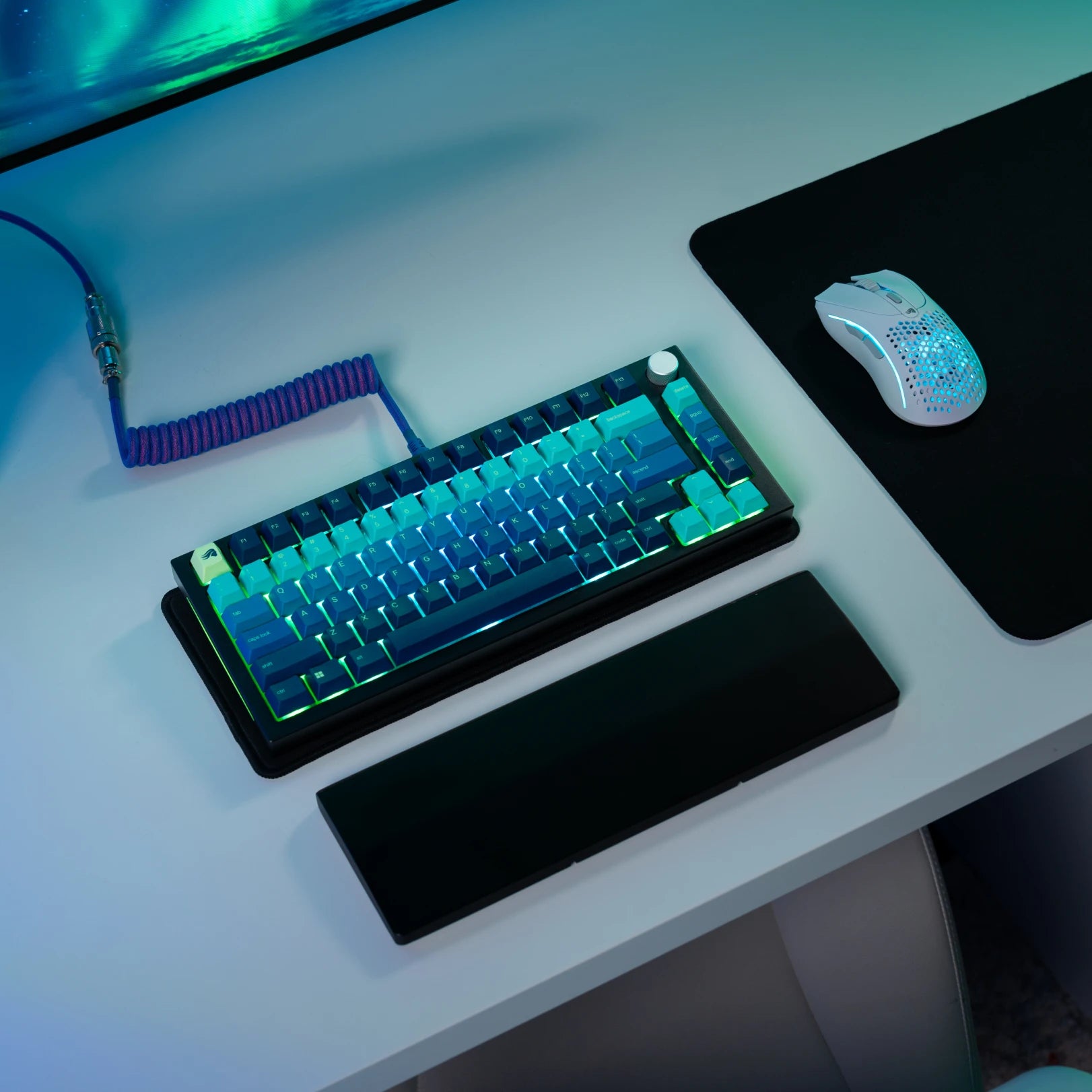 GPBT Northern Lights Keycaps - Custom Mechanical Keyboard Keycaps for Gaming & Typing (Aurora Borealis Design) | Perfect for PC, Mac, RGB Setup & Streamer Battlestations