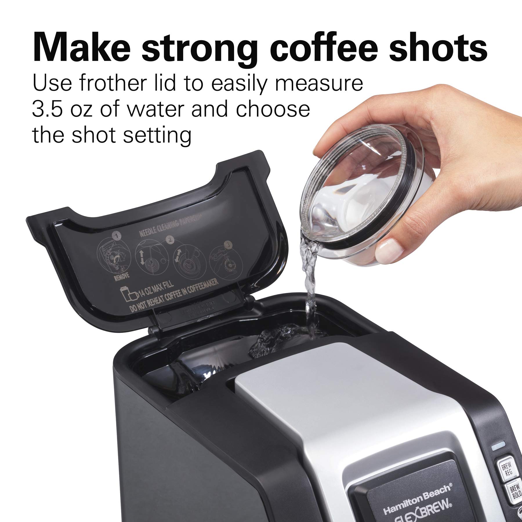 Hamilton Beach FlexBrew Single-Serve Coffee Maker with Milk Frother - Compatible with K-Cup Pods & Ground Coffee, 12oz Capacity, Black (49949) - Perfect for Home, Office & Small Kitchens